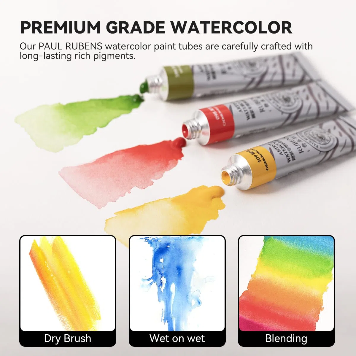 Paul Rubens Set di colori ad acquerello, 24 colori vivaci, tubetti da 12 ml, forniture artistiche per adulti, artisti e principianti
