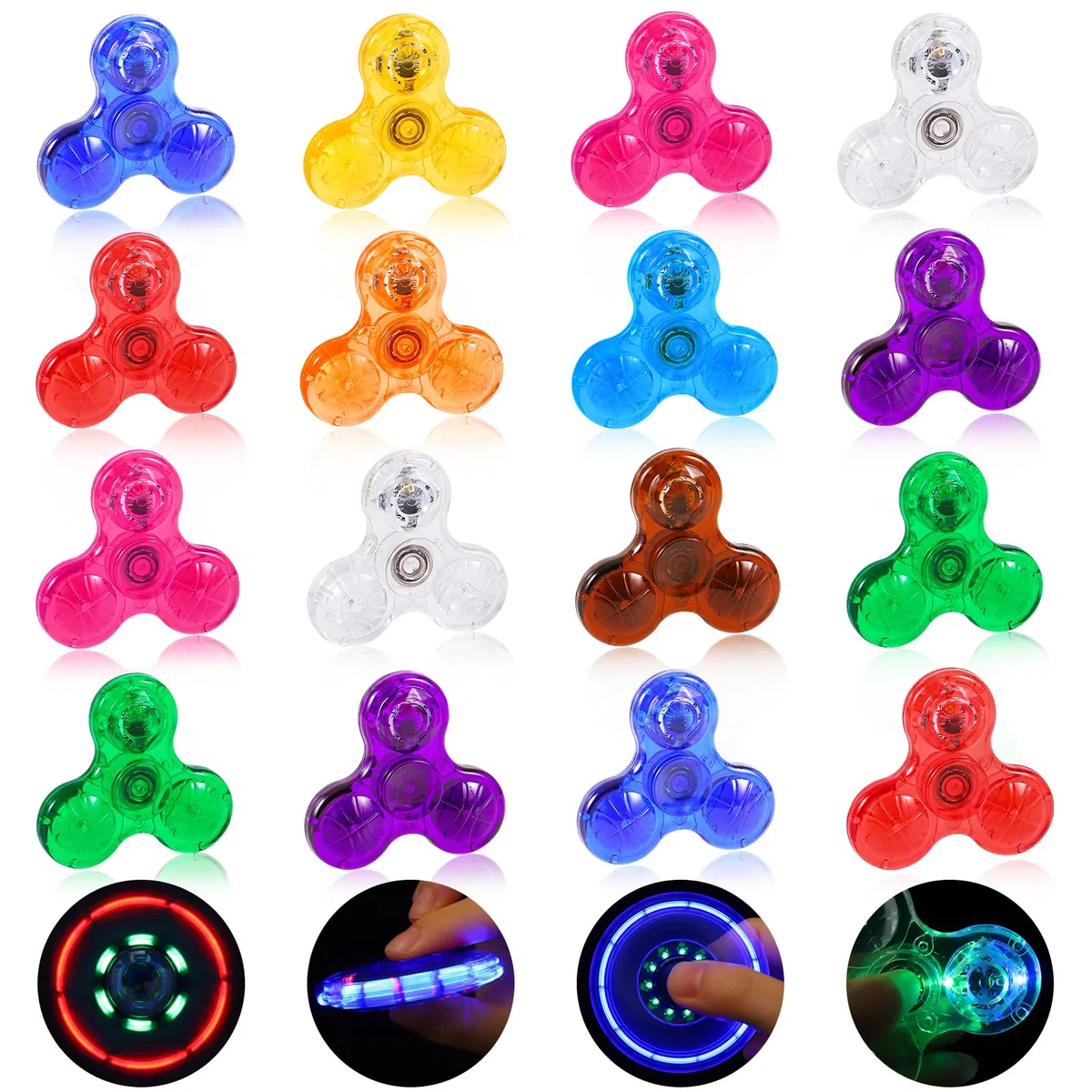 Gigilli Mini Fidget Spinners 16 Pack, LED Fidget Spinners per Bambini 4-12, Regalo di San Valentino Bomboniere Fidget Giocattoli Goodie Bag Stuffers Glow in The Dark