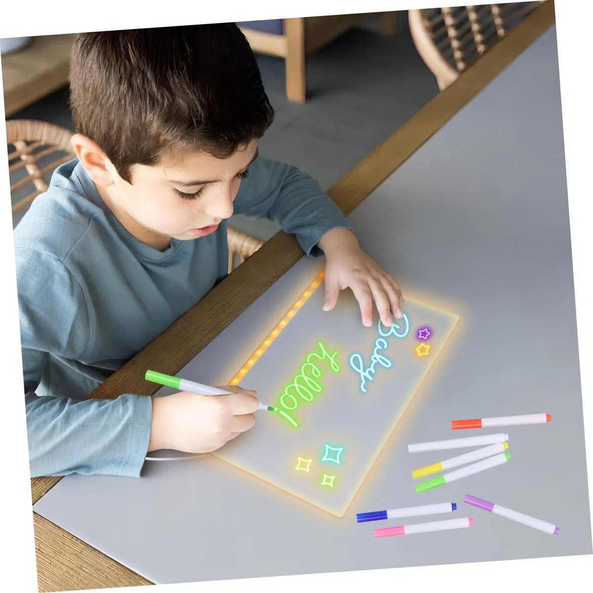 Lavagna Luminosa LED per Tavoletta Acrilica Cancellabile con Supporto Scrittura e Colori per Apprendimento e Creatività Notturna