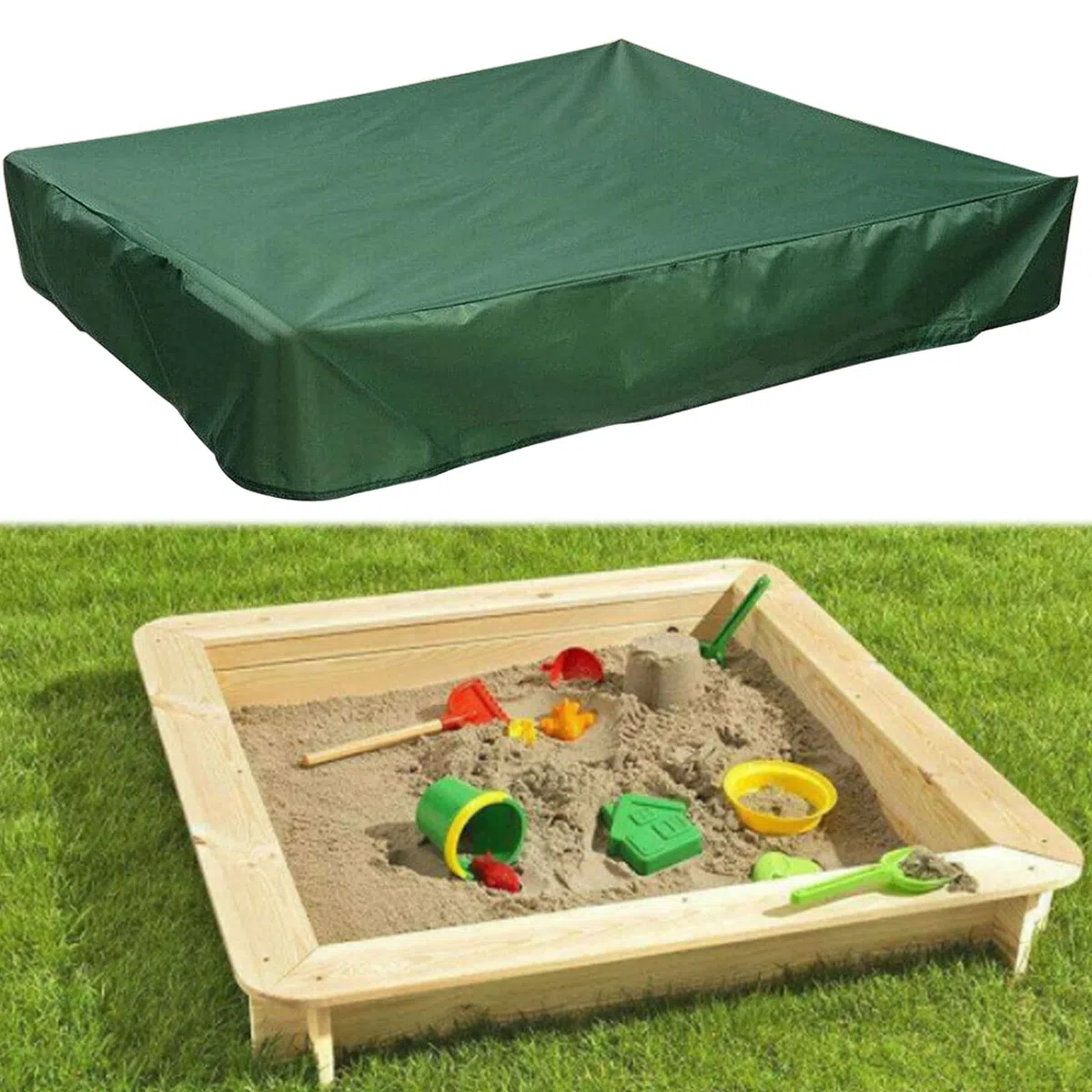 JOKILY Copertura impermeabile per sabbiera, telo di copertura per sabbiera, copertura per sabbiera, resistente alla polvere, con cordoncino, copertura per sabbiera per sabbiera, piscina, terrazzo
