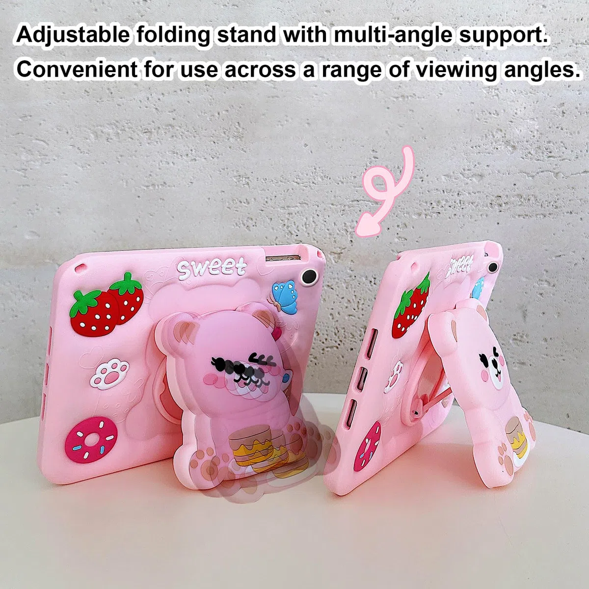 Bambini Cover per Samsung Galaxy Tab A8 10,5 Pollici 2021 (SM-X200/X205/X207) Case, Custodia Morbida in Silicone Antiurto con Portamatite, Carino Supporto Pieghevole, Tracolla