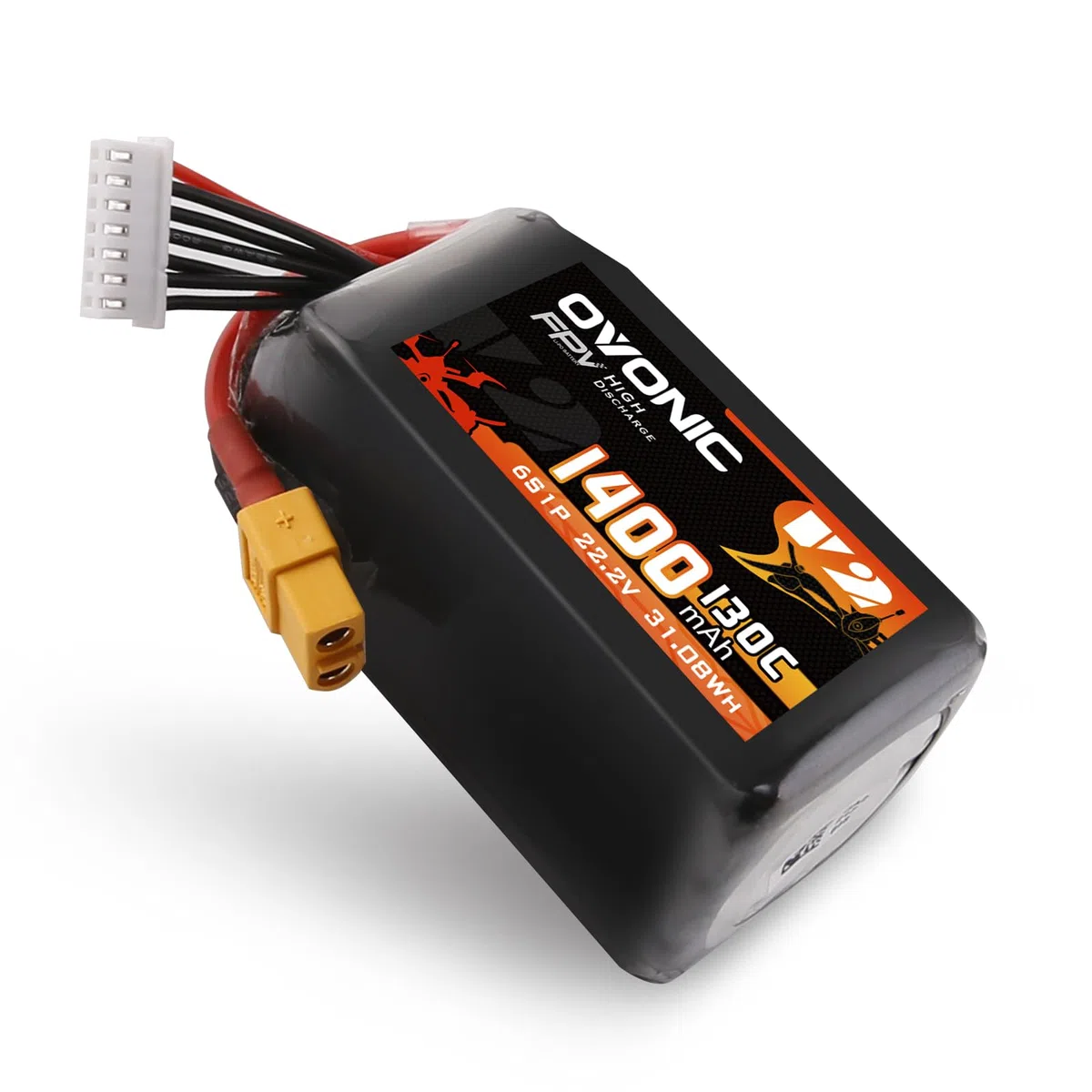 OVONIC Batteria Lipo da 6s, 1400 mAh, 22,2 V, 130 C, con spina XT60, per elicottero RC FPV, aereo, quadricottero, hobby racing