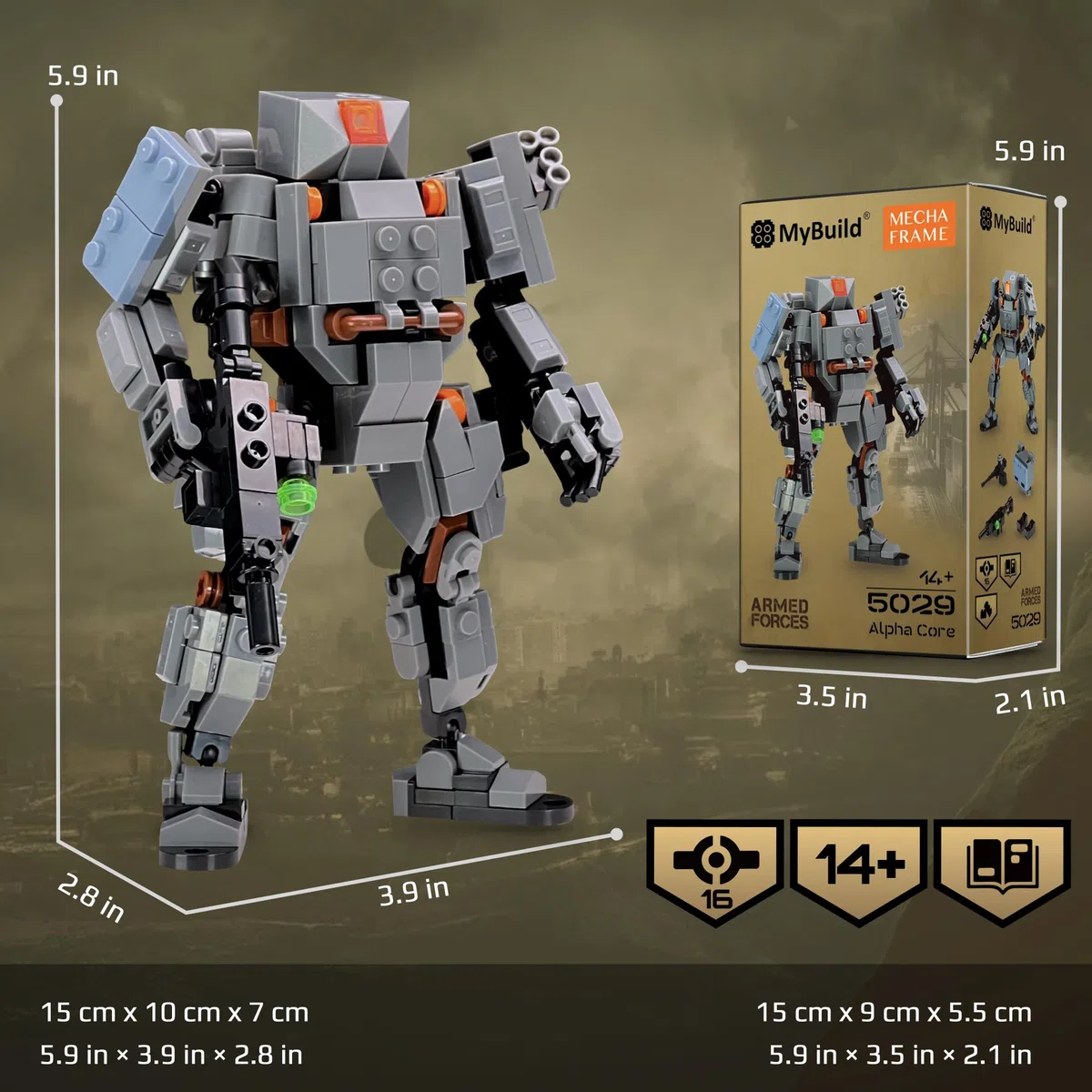 MyBuild Forze armate Alpha Core 5029 - Mech tattico versatile con carichi modulari | Modello di robot articolato | Età 14+