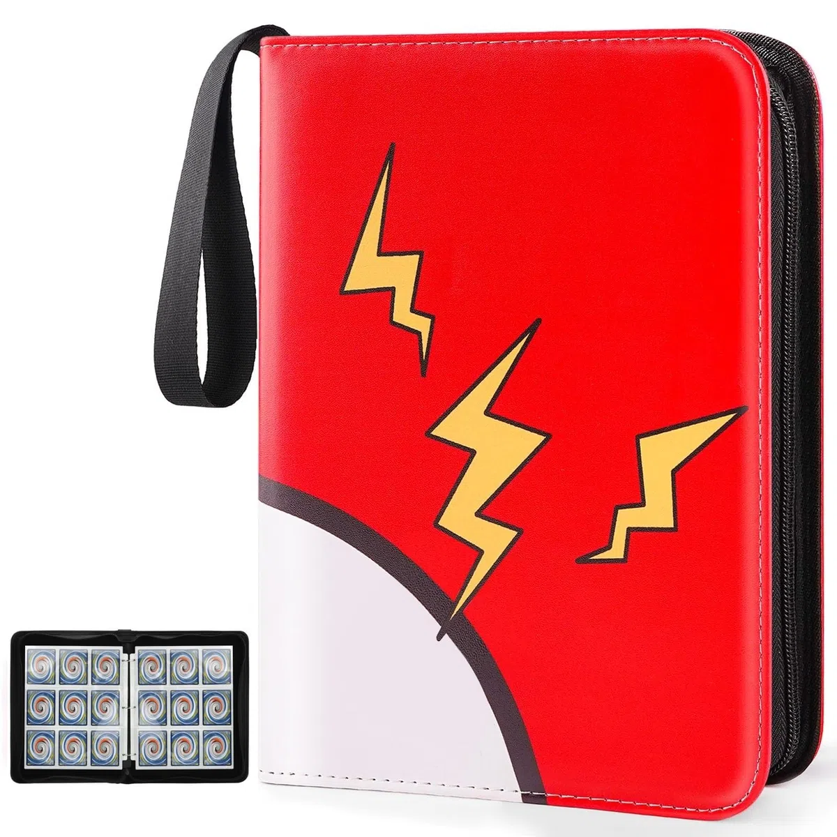Raccoglitore Carte Pokemon 9 Tasche, Album Carte con Cerniera, PU Album Porta Carte Impermeabile, 50 Pagine, 900 Tasche