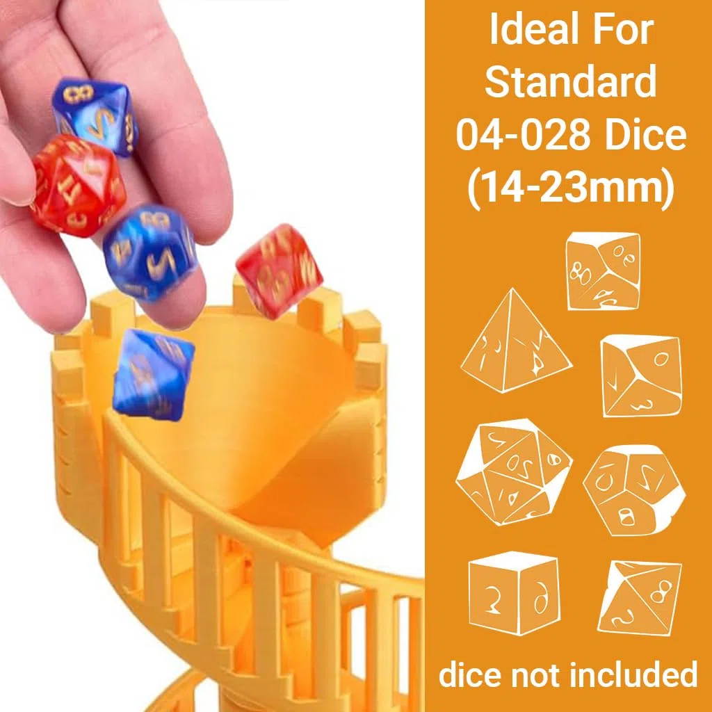Dice Tower Castle Dice Rolling Tower con vassoio per giochi di ruolo da tavolo Dungeons and Dragons