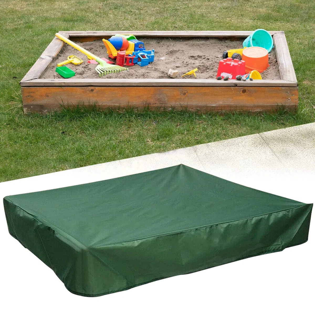 JOKILY Copertura impermeabile per sabbiera, telo di copertura per sabbiera, copertura per sabbiera, resistente alla polvere, con cordoncino, copertura per sabbiera per sabbiera, piscina, terrazzo