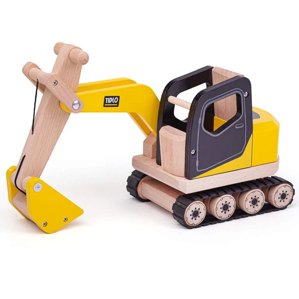 Tidlo T0415 - Giocattolo in legno a forma di veicolo da costruzione, multicolore