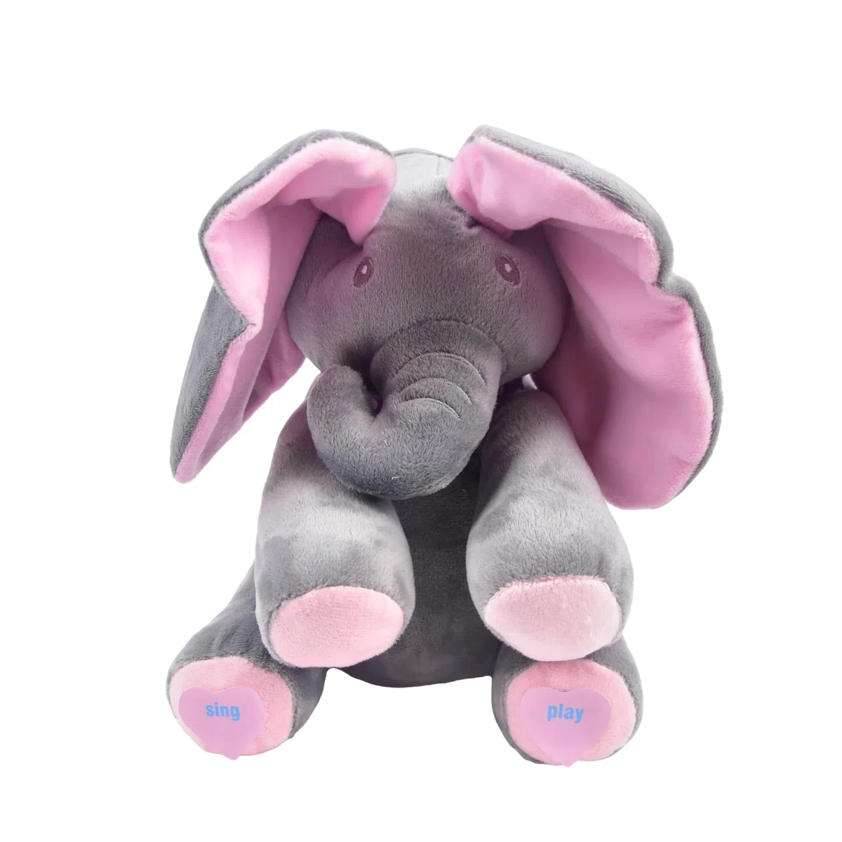 Elefante Elettrico di Peluche Peek-a-boo con Occhi Coperti Musica Giocattolo Interattivo che Canta Animale di Peluche