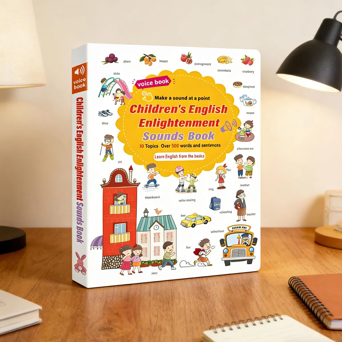 Libri Parlanti Per L'apprendimento 'inglese, Educativi Coinvolgenti, 27x20 Cm, Libro Di Apprendimento Audio Da 500 Parole, Libro Sonoro Di Parole Inglesi, Design Robusto E Sicuro, Per Aule, Biblio