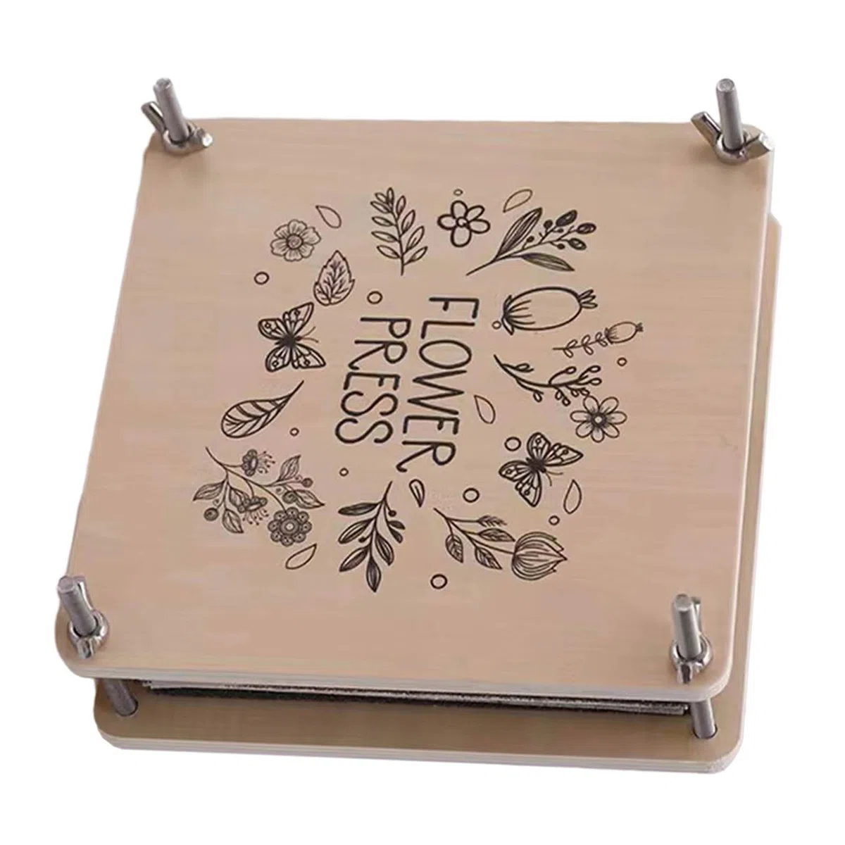 BOGEEL Pressa per fiori in legno per adulti e bambini, kit di stampa per fiori piccoli, stampa per foglie e piante, 18 x 18 cm
