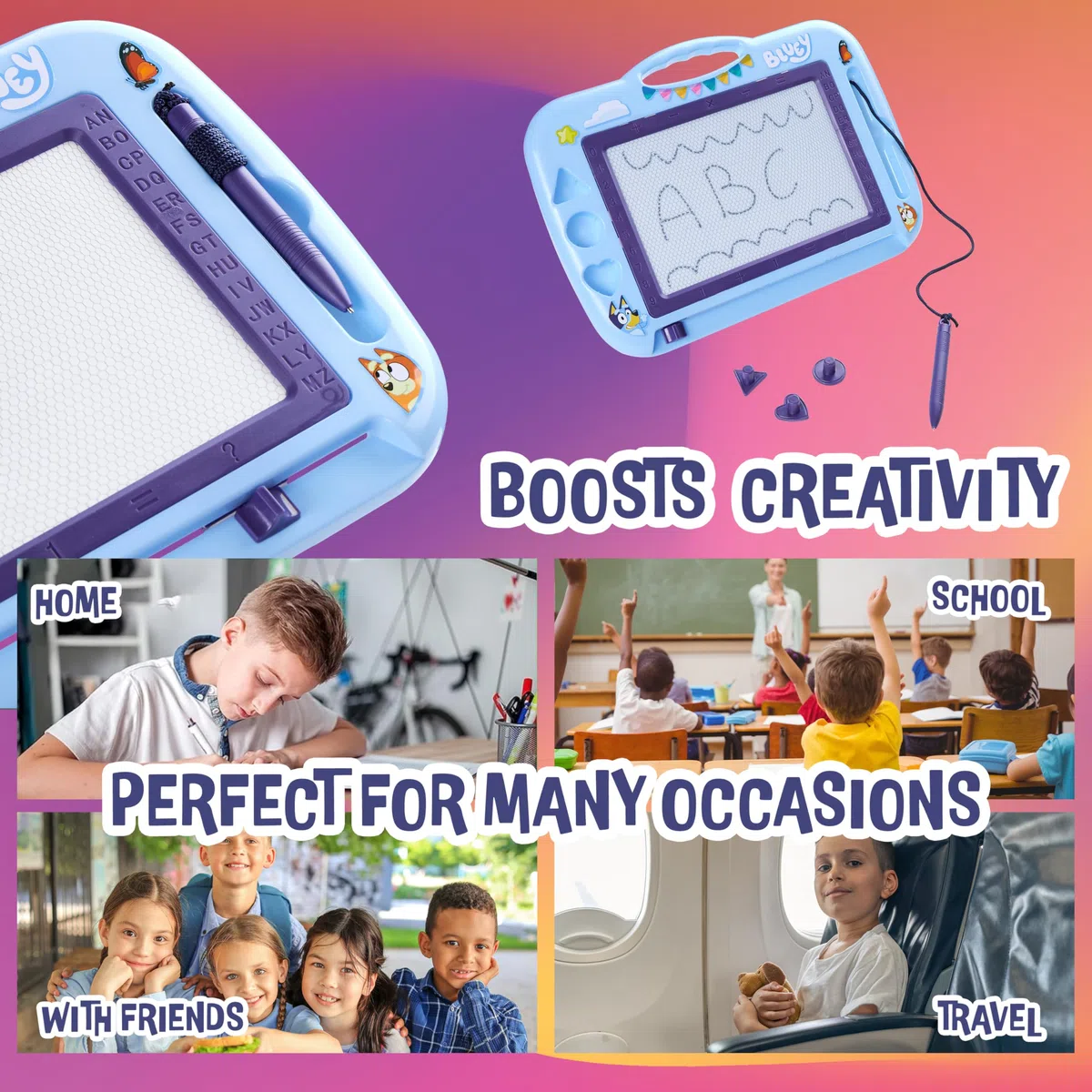 BlueY Lavagna Magnetica per Bambini - Lavagnetta Cancellabile Bambini con Penna e Timbri - Lavagna Magica Giochi Educativi Regalo 3+