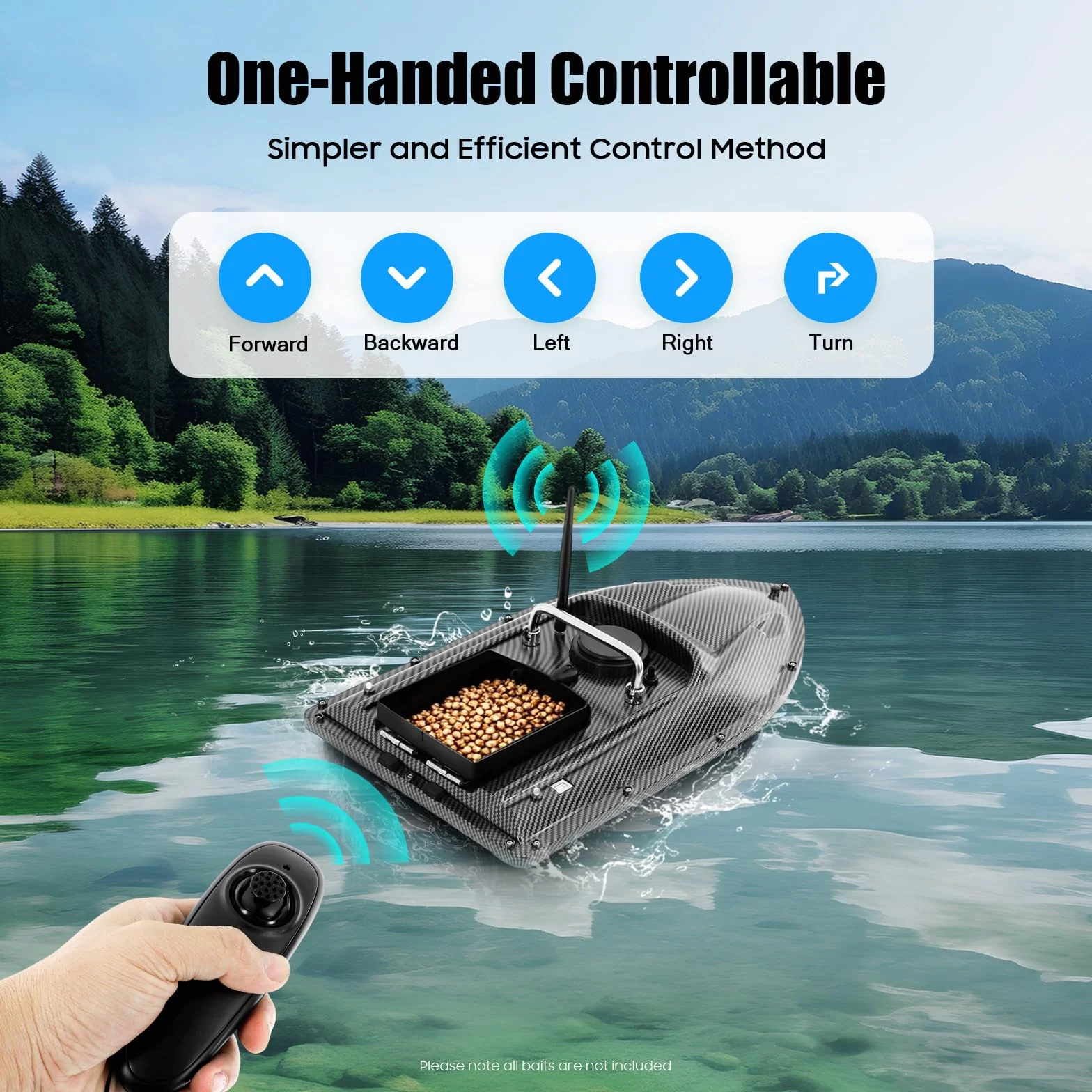 Barca per esche da pesca da 500 m, con luci LED, in acciaio inox ABS, posizionamento con luce notturna, barca per esche da pesca, barca da pesca con telecomando, per lanciare in fiumi, laghi o acque