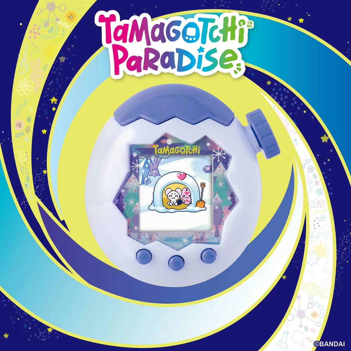 Tamagotchi Paradise White Glacier – Animale Virtuale da accudire – Tamagotchi Interattivo, rotella di zoom – Modello Ghiacciaio bianco e blu – Giocattolo per Bambini dai 6 anni in su – Bandai – 43426