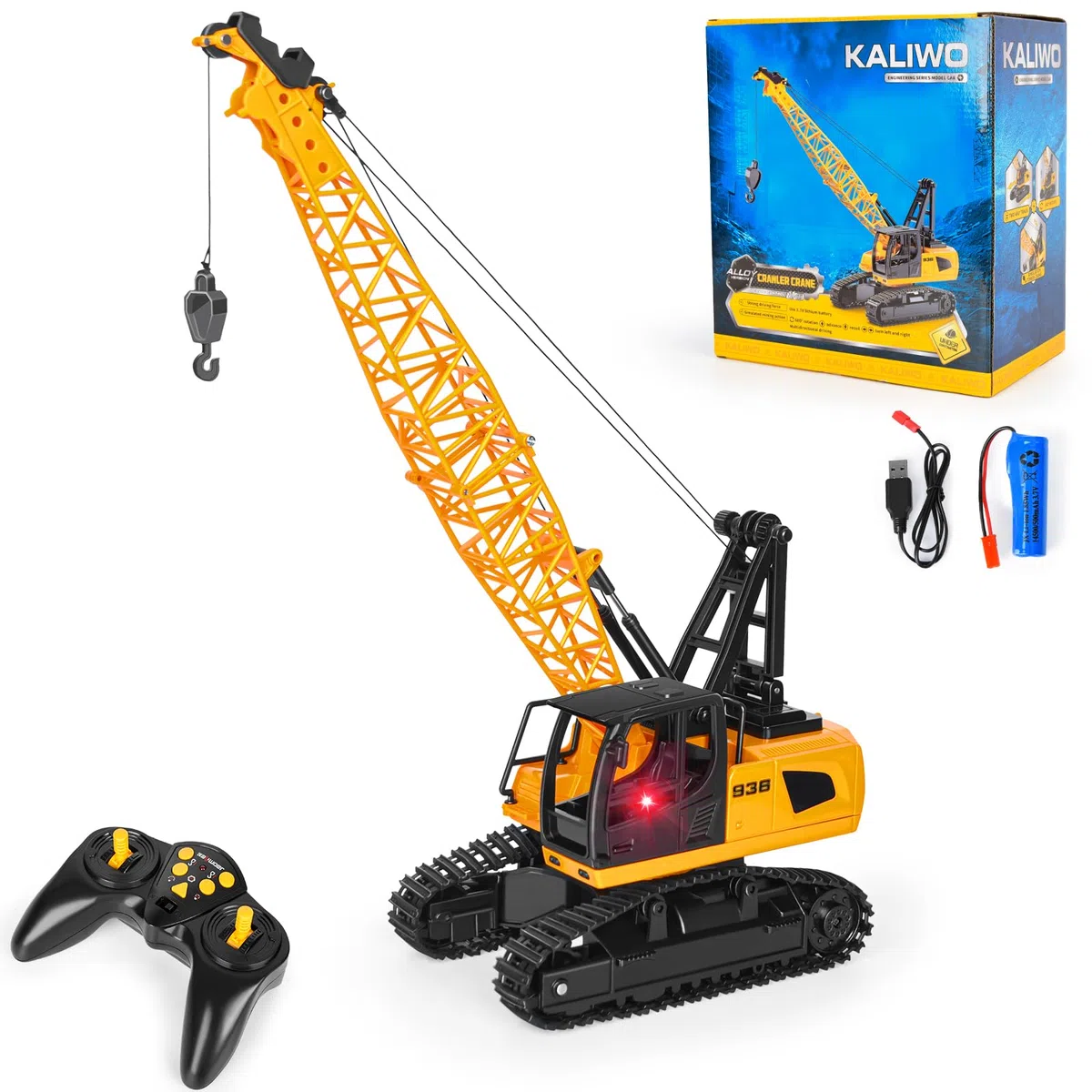 Charmofun Gru Giocattolo per Bambini, Gru Telecomandata a 12 canali, 2,4G Gruetta RC con Luci e Suoni, Regali di Natale per Bambini per La Festa del Compleanno