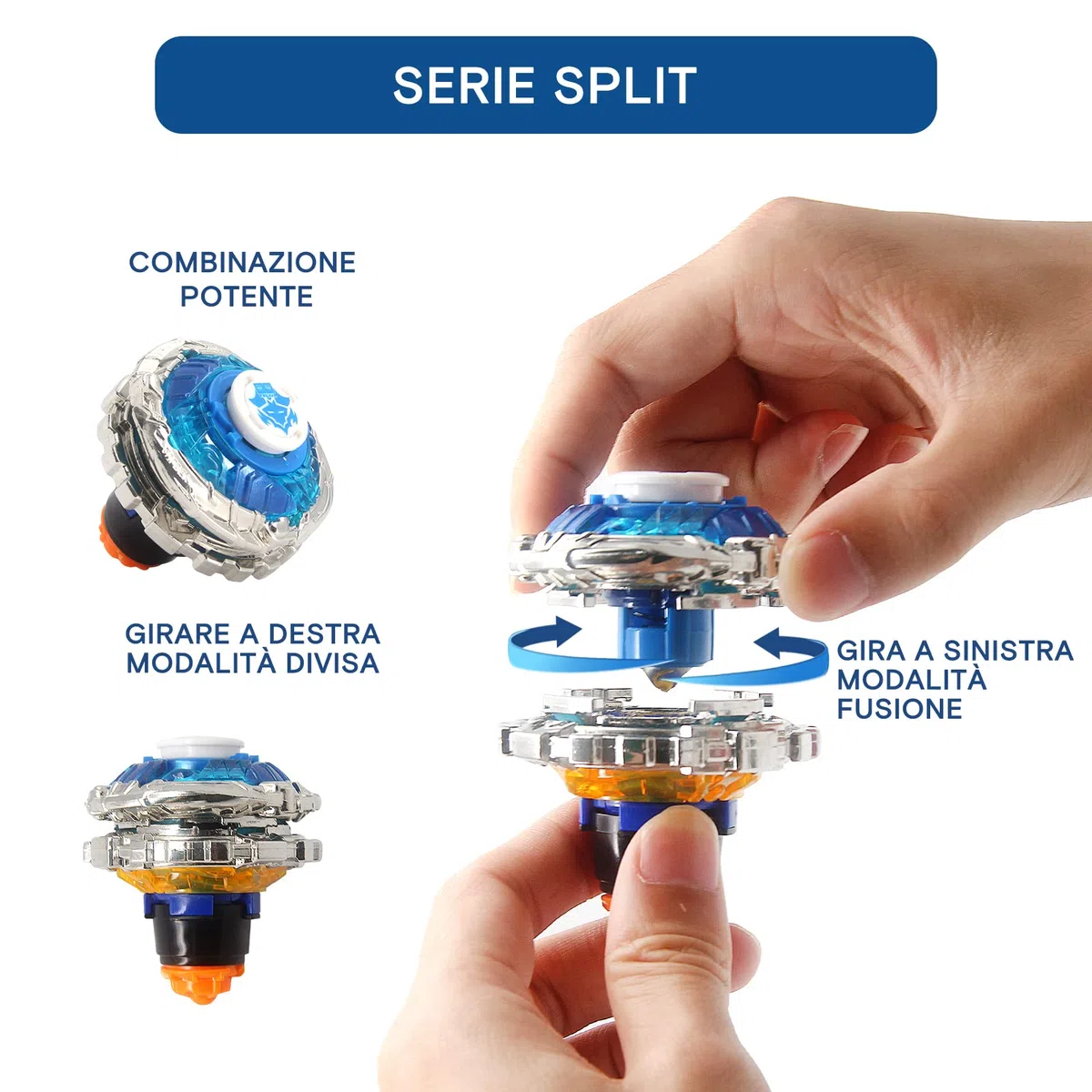Infinity Nado Trottola Bambini - 2 Pezzi Trottole da Combattimento, Trottole Gyro Spinners Burst con Lanciatore, Giocattolo Bambino 5 6 7 Anni, Modalità Fusion/Dispersione