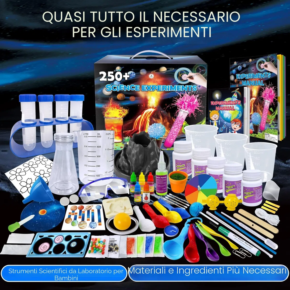 UNGLINGA 250+ Esperimenti Kit Scientifici per Bambini, Set di Chimica, Vulcano, Progetto Scienza Giocattoli STIM per Ragazzi Ragazze Apprendimento Regali Educativi Set
