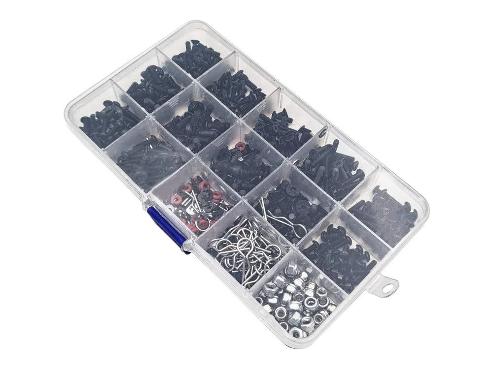 500pcs Kit Viti per Auto RC M3 / M4 / E Fibbia/Fibbia a Conchiglia/Dadi/Viti esagonali/Tappi Kit di Strumenti di Riparazione RC per HSP/Wltoys/Traxxa Scale RC Auto