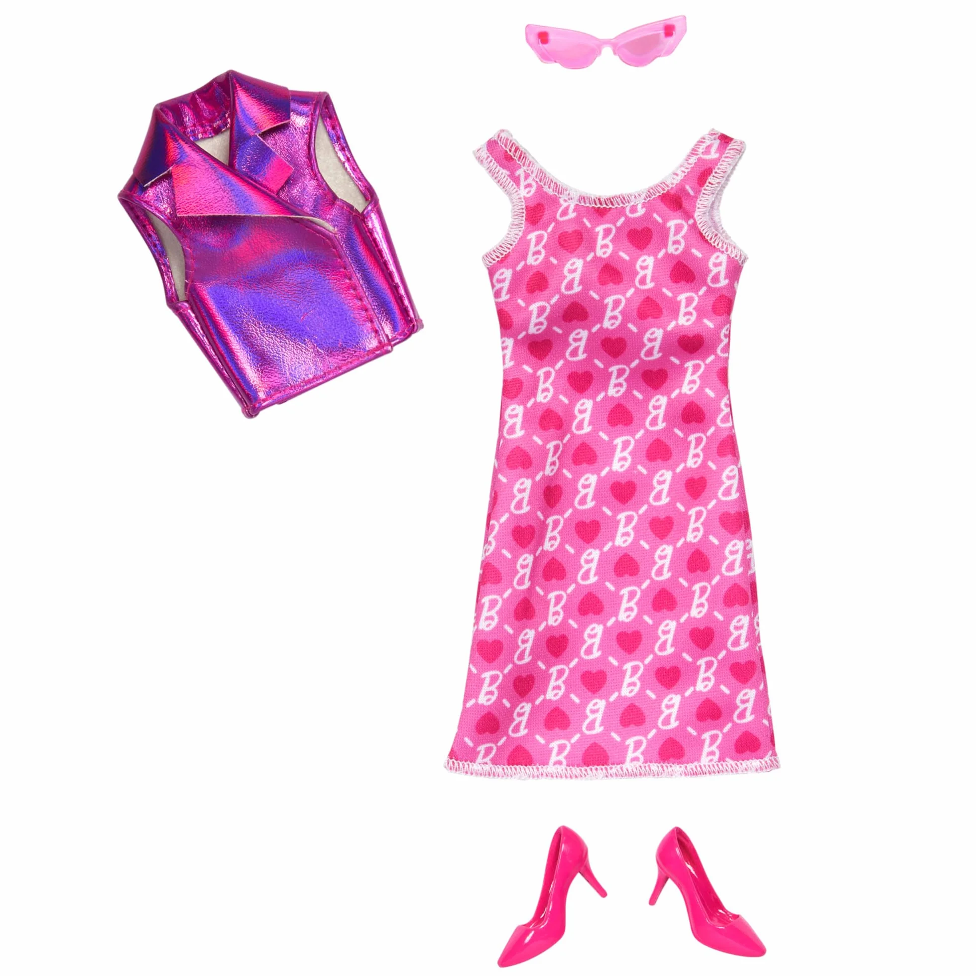 Barbie - Set di abiti e accesori per le bambole, include 13 vestiti, 8 accessori e 8 paia di scarpe per 65 look unici, giocattolo per bambini, 3+ anni, HRG56