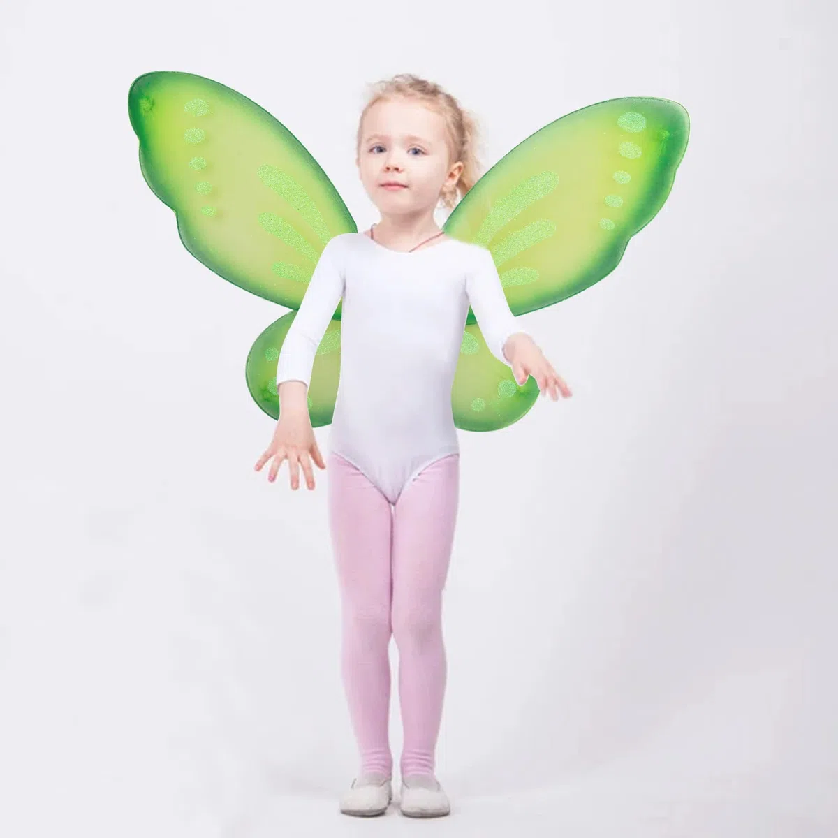 Ali Fata Adulto Bambina Costume Halloween, 1 Pezzi Ali Farfalla Donna Ali da Angelo Verde Accessori Carnevale per Natale Feste（58 * 44cm）