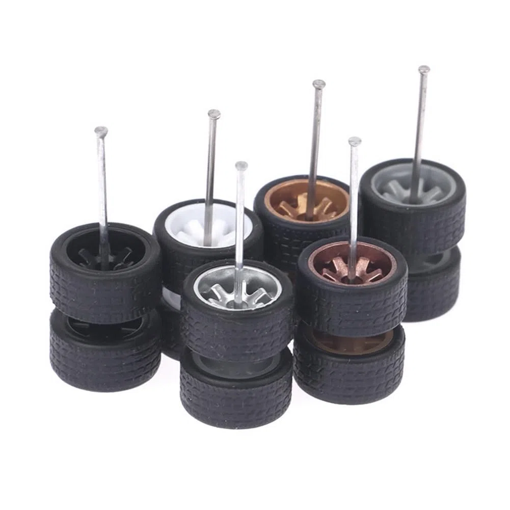 10 Set di Ruote All Terreno 1/64/Pneumatici in Gomma, Pneumatico Rimovibile da 18,3 mm per Ruota 1:64 Modello Camion RC All Terreno SUV Colore Casuale