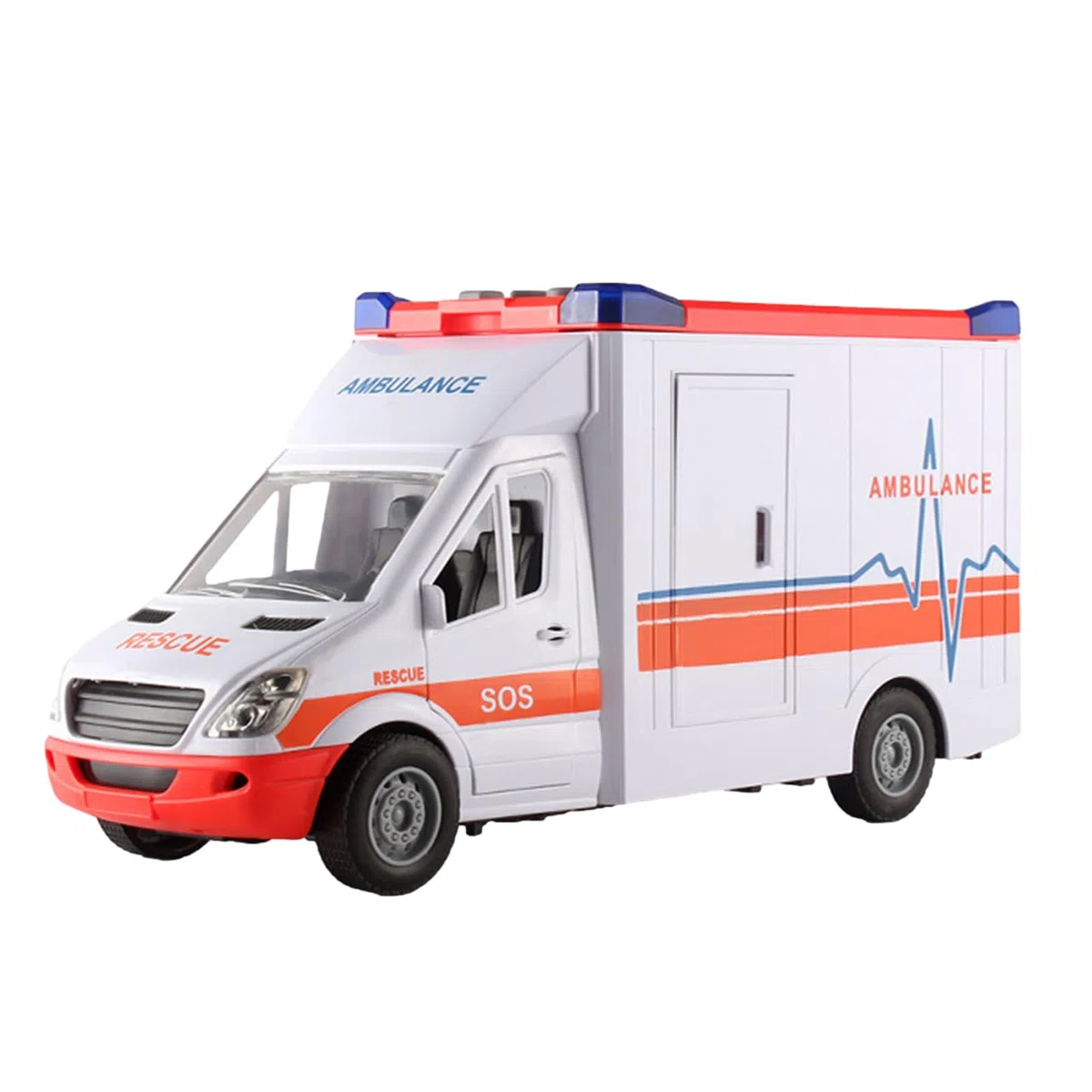 Ambulanza giocattolo per veicolo di soccorso – Camion di emergenza interattivo con e suoni, set da gioco per bambini con | Macchinina giocattolo educativa di grandi dimensioni