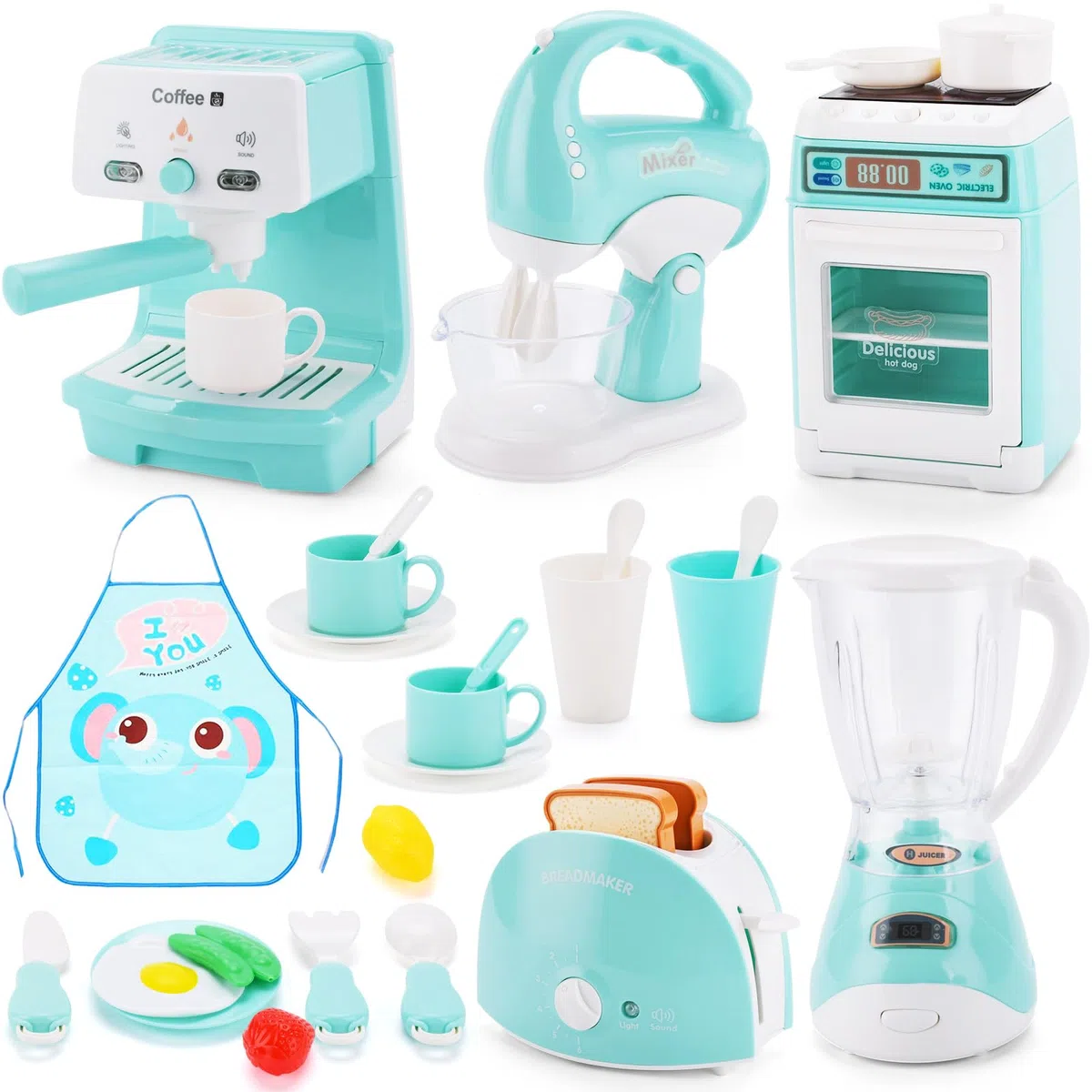 Set elettrodomestico da Cucina Bimbi,Cucina Giocattolo per Bambini con Macchina del Caffe e Accessori,Set di Elettrodomestici da Cucina Giocattolo per Bambini 3 4 5 6 Anni