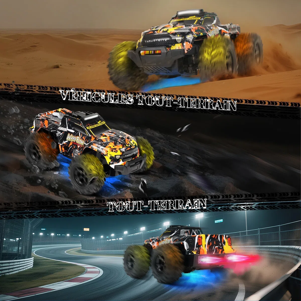 Macchina Telecomandata - 1:18 Alta velocità LED Light 25KMH Auto RC con Spray 2.4GHz AllTerrain Off-Road Truck Giocattoli 2 Batterie ricaricabili 60 Minuti Giocattolo da Corsa Veloce - Giallo