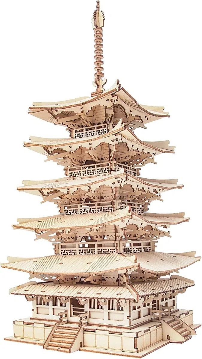 RoWood Puzzle 3D Legno Modellismo da Costruire Adulti, Modellini da Costruire per Adulti (Pagoda a Cinque Piani)