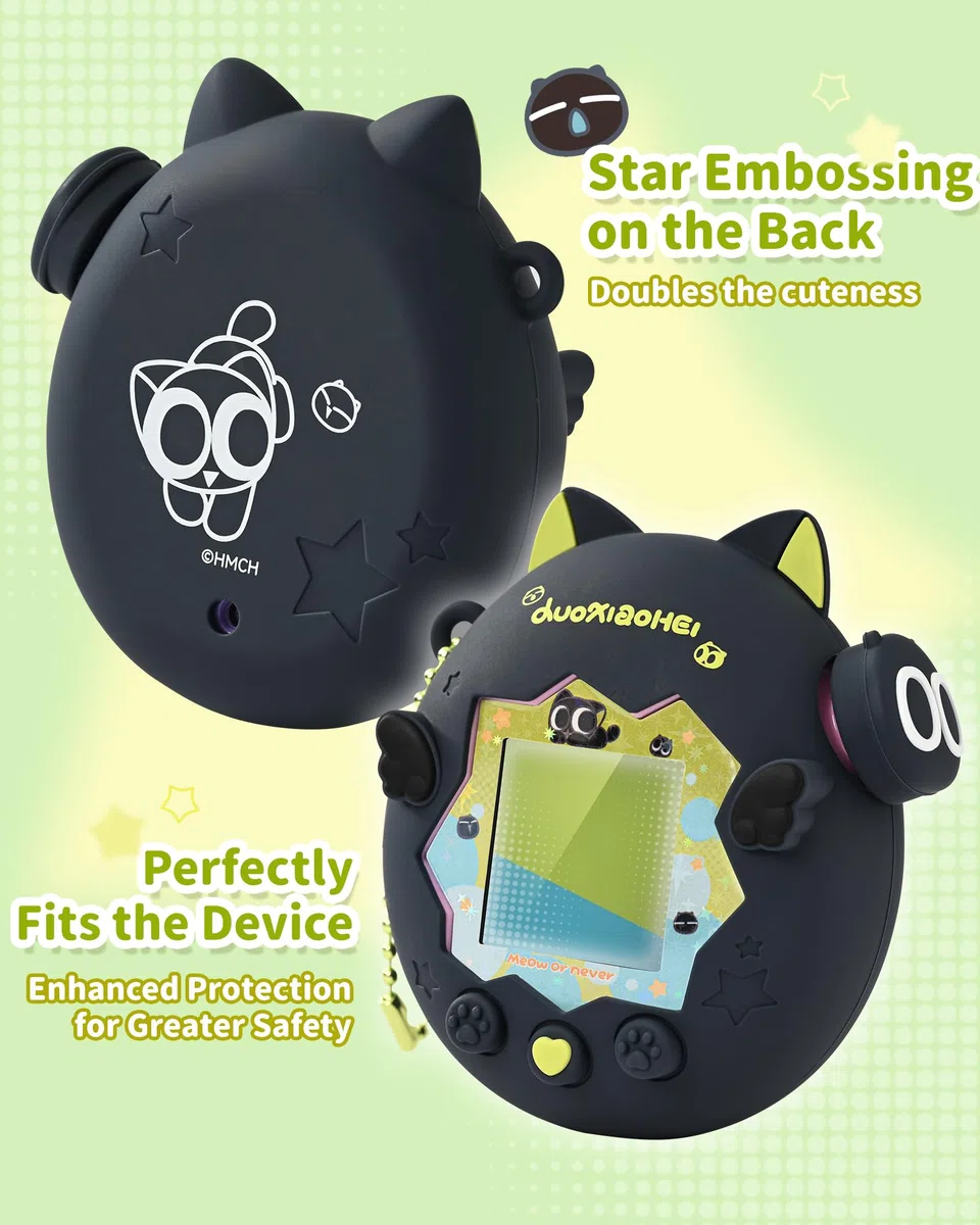 GeekShare Custodia in silicone compatibile con Tamagotchi Paradise, morbida custodia protettiva, cappucci per pulsanti, collana di perle e adesivi, skin antigraffio, set di impugnatura comoda (Luo