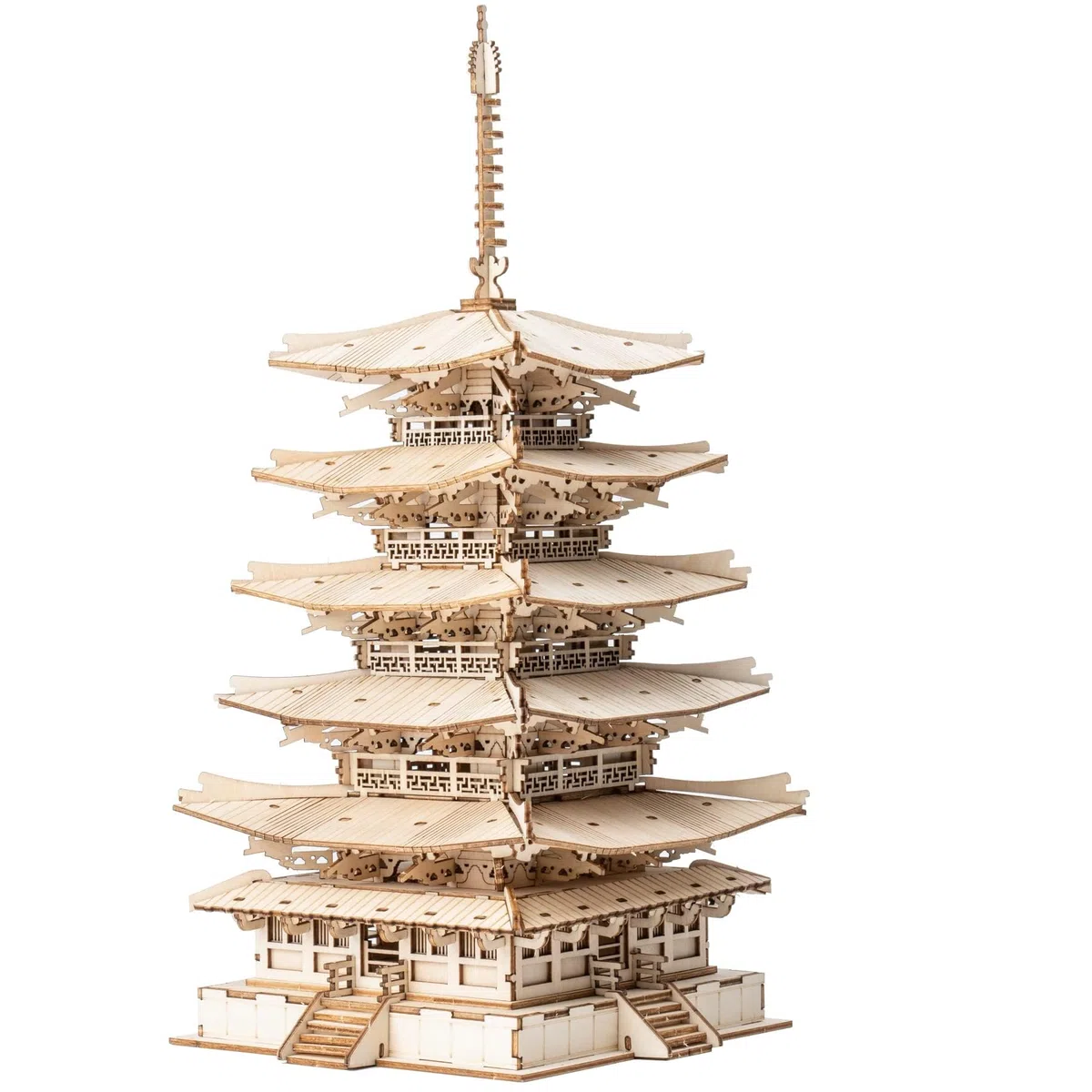 ROBOTIME Puzzle 3D in Legno Taglio Laser Kit Costruzione Legno Meccanico per Adulti Cinque Piani Pagoda Rompicapo Modellini Kit Giocattoli Educativi