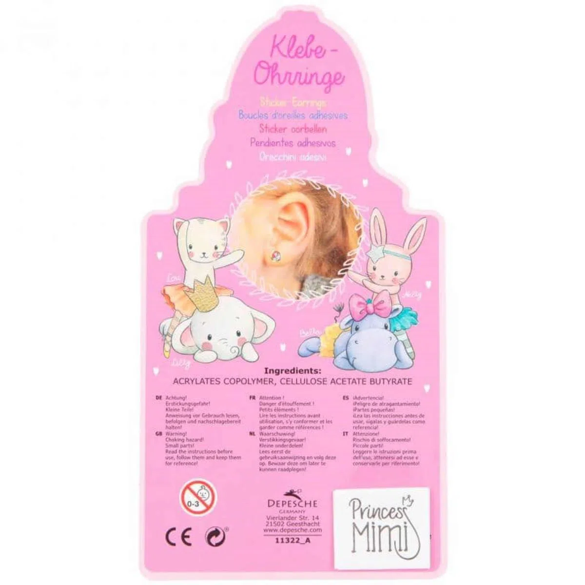 Depesche Princess Mimi - Orecchini adesivi per bambina