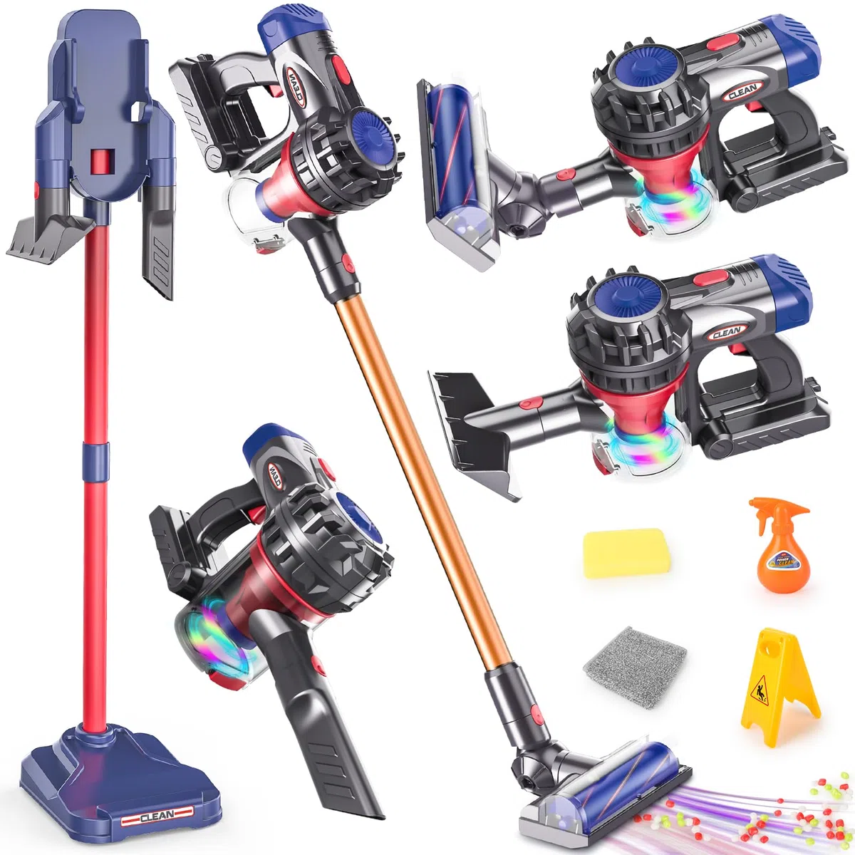 Aspirapolvere Giocattolo Bambini, 3-in-1 Aspirapolvere Giocattolo Funzionante Set Pulizia Giocattolo Regali per Bambini e Bambine dai 3 ai 6 Anni (Modello Avanzato)