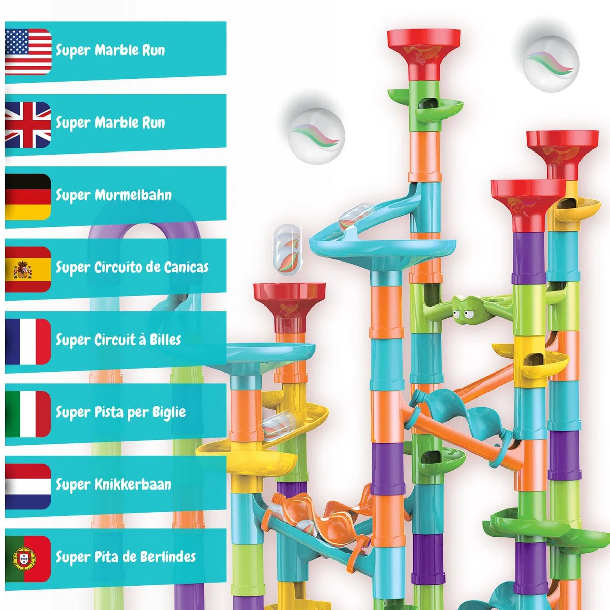 Science4you Super Pista per Biglie per Bambini - Giochi con Biglie Incluse + 113 pezzi, Giochi Educativi e Giocattoli per Bambini STEM, Regalo per Bambino e Bambina 3+ anni