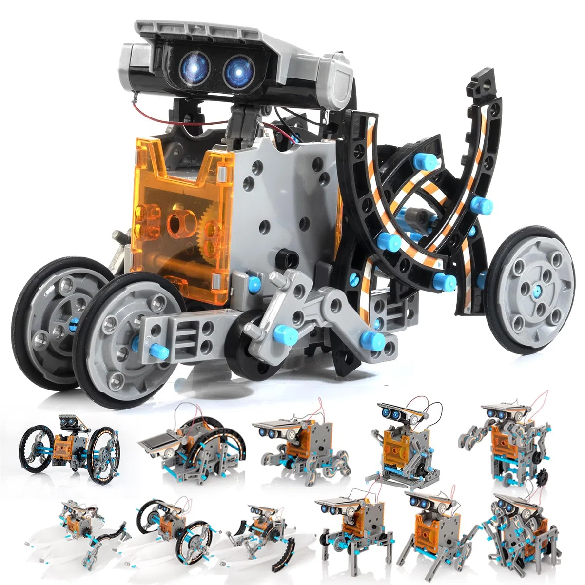 14 in 1 Robot a Energia Solare, STEM Robot Science Toys Kit Giocattolo per Bambini, Giocattoli Educativi Robot Solare, DIY Building Toy per Bambini Ragazzi e Amanti della Scienza (Grigio)
