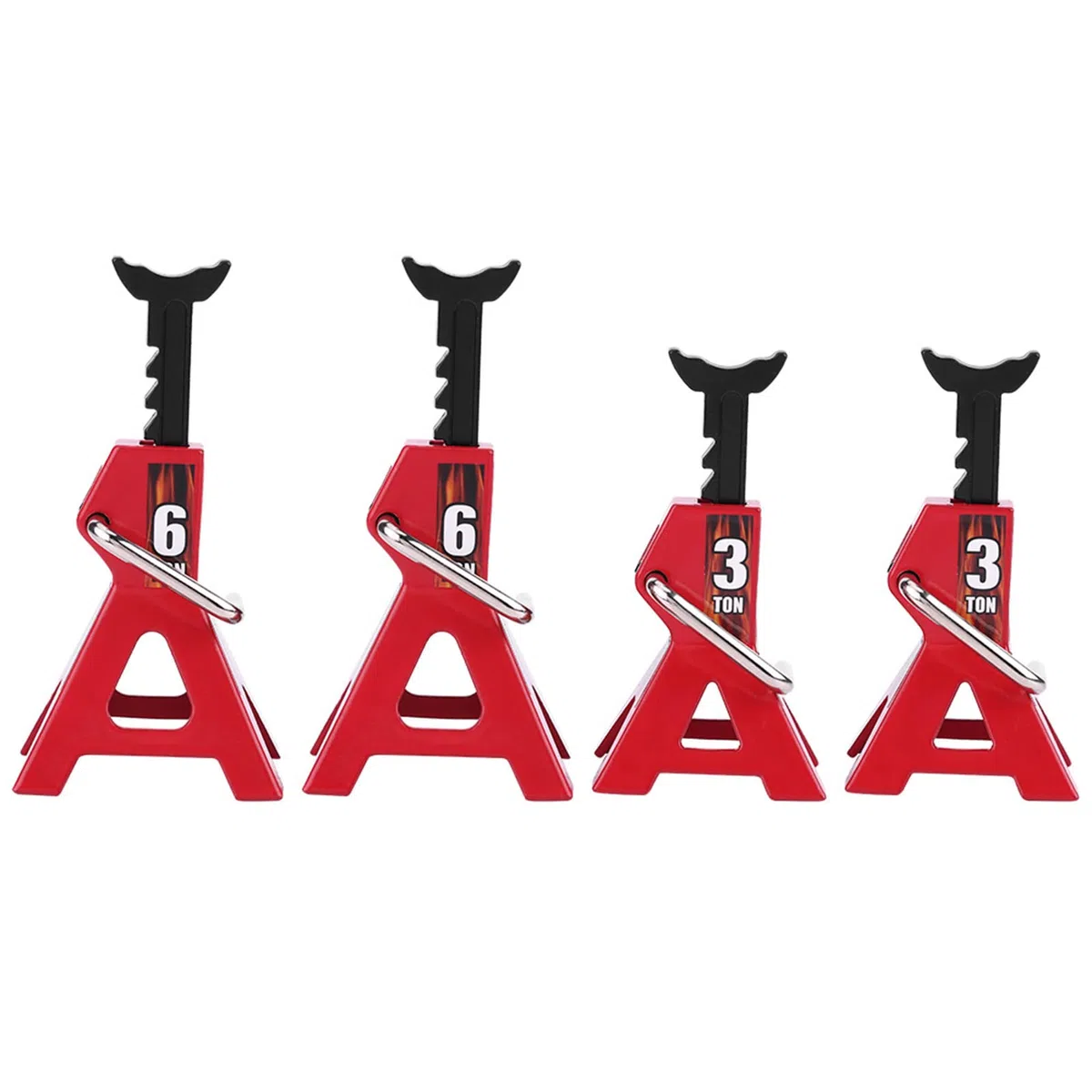 Oumefar RC Jack Stand, 4 Pezzi Metallo 6 TON 3 TON Simulazione Jack Supporti ASSE Supporti Accessori Auto RC per D90 Axial Wraith SCX10 1/10 RC Crawler Car