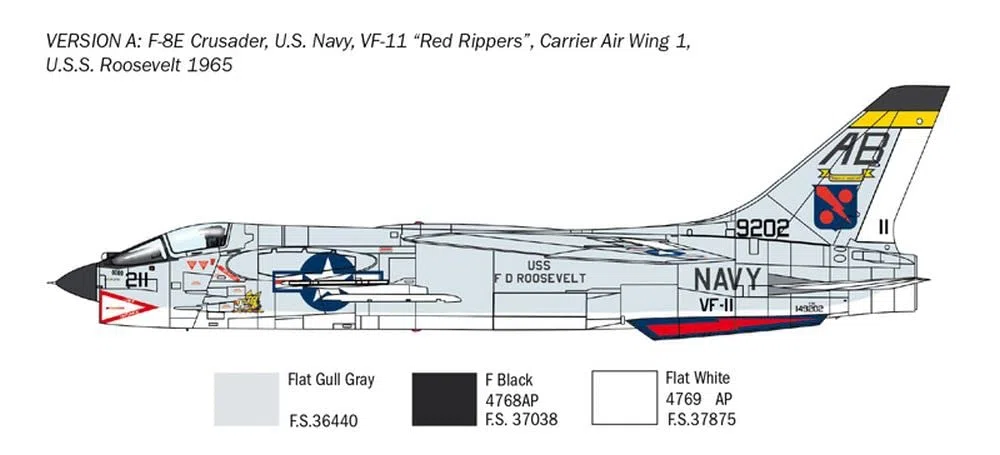 Italeri 1456 F-8E Crusader, Scala 1:72, Plastic Model Kit, Modello in plastica da Montare, modellismo, Aereo