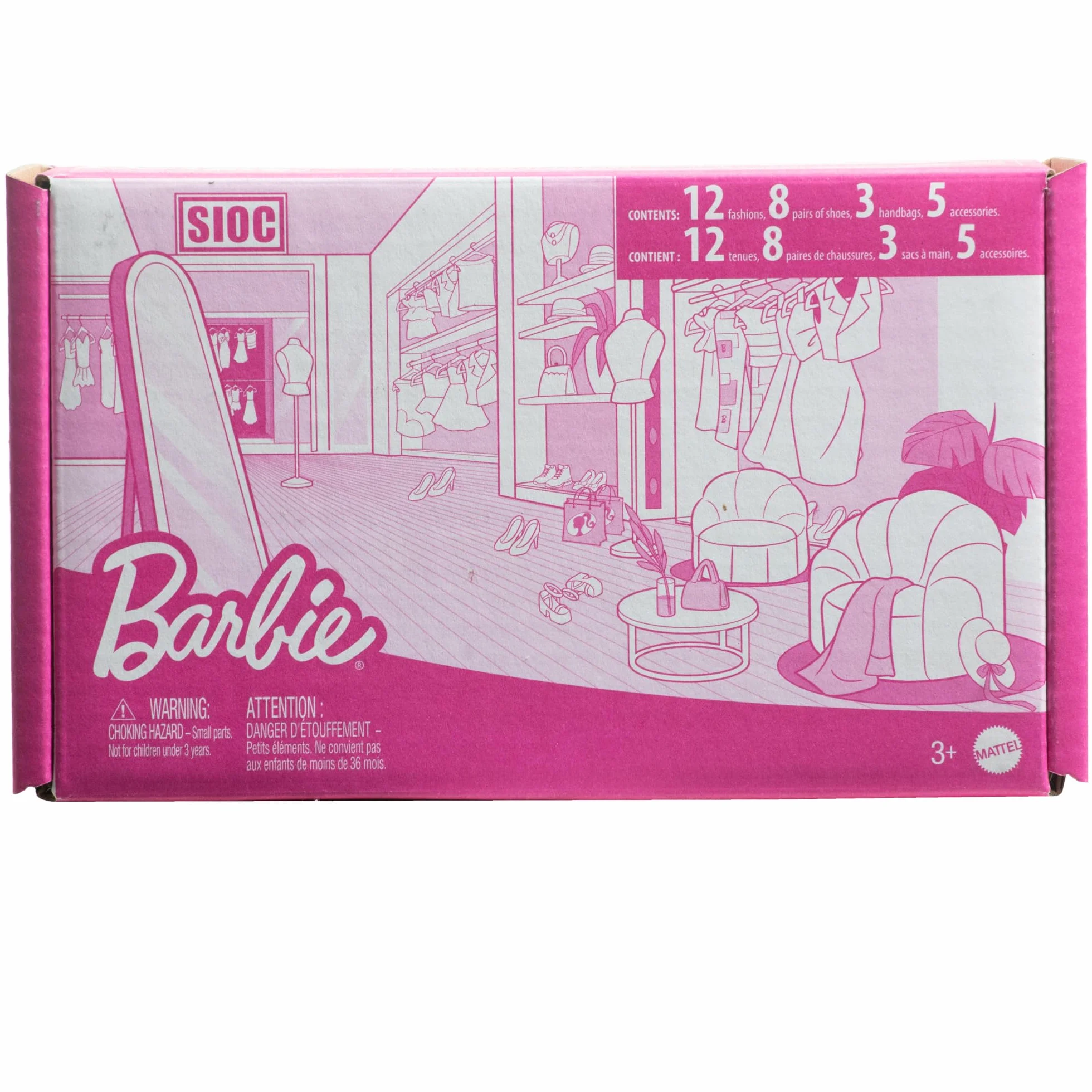Barbie - Set di abiti e accesori per le bambole, include 13 vestiti, 8 accessori e 8 paia di scarpe per 65 look unici, giocattolo per bambini, 3+ anni, HRG56