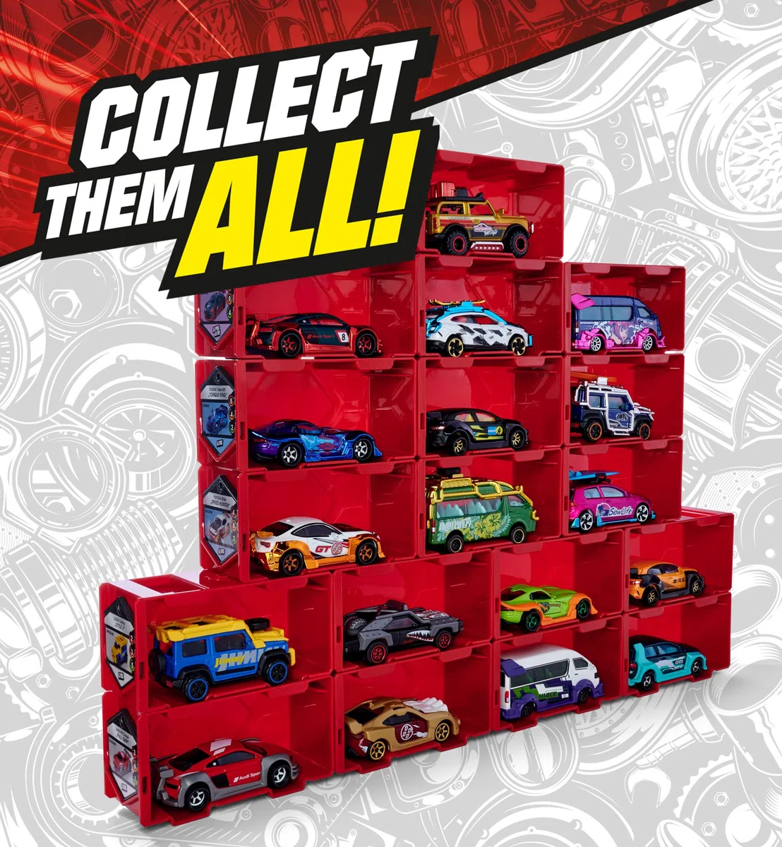 Majorette - Tune Up's Metal Cars giocattolo per accordatura, confezione da 20 sorprese con 2 auto, 8 accessori, 4 fogli di adesivi, 2 gettoni, 2 volantini, 2 scatole da collezione, 212051008