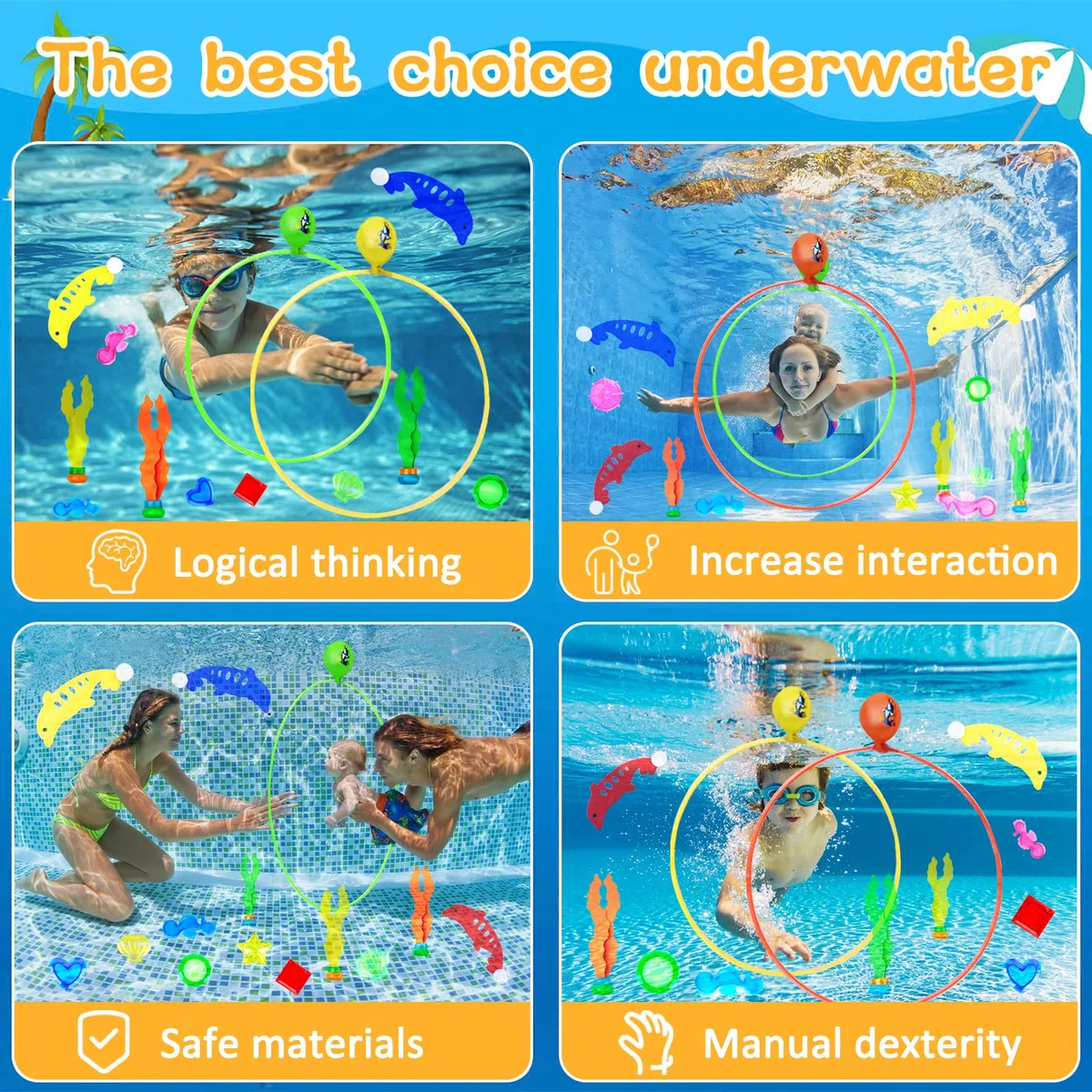 Giocattoli da Immersione 27 PCS Giochi Piscina Bambini Giocattoli da Piscina,Giochi Acqua Bambini,Giocattoli da Nuoto Estivi Anelli da Immersione,Regalo per BambiniGiochi Estivi Gioco Acqua