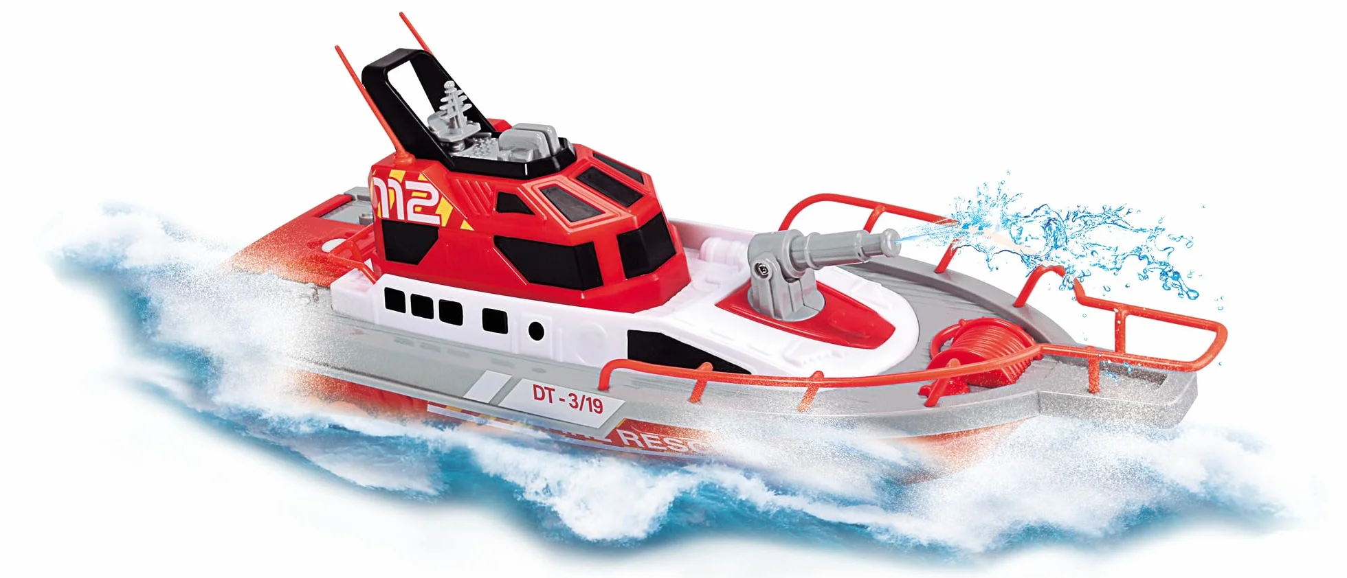 Dickie Toys 201107000 - Barca antincendio Radio Control 38 cm, 2 canali, 27 MHz, ricarica USB, velocità punta 6 km/h, per bambini a partire da 6 anni