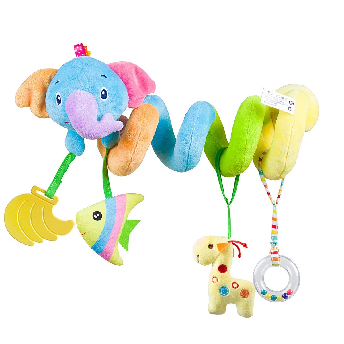 caterbee Giocattolo per seggiolino auto per bambini, a spirale, in peluche, da appendere alla carrozzina, accessori per bambini o bambine (elefante)