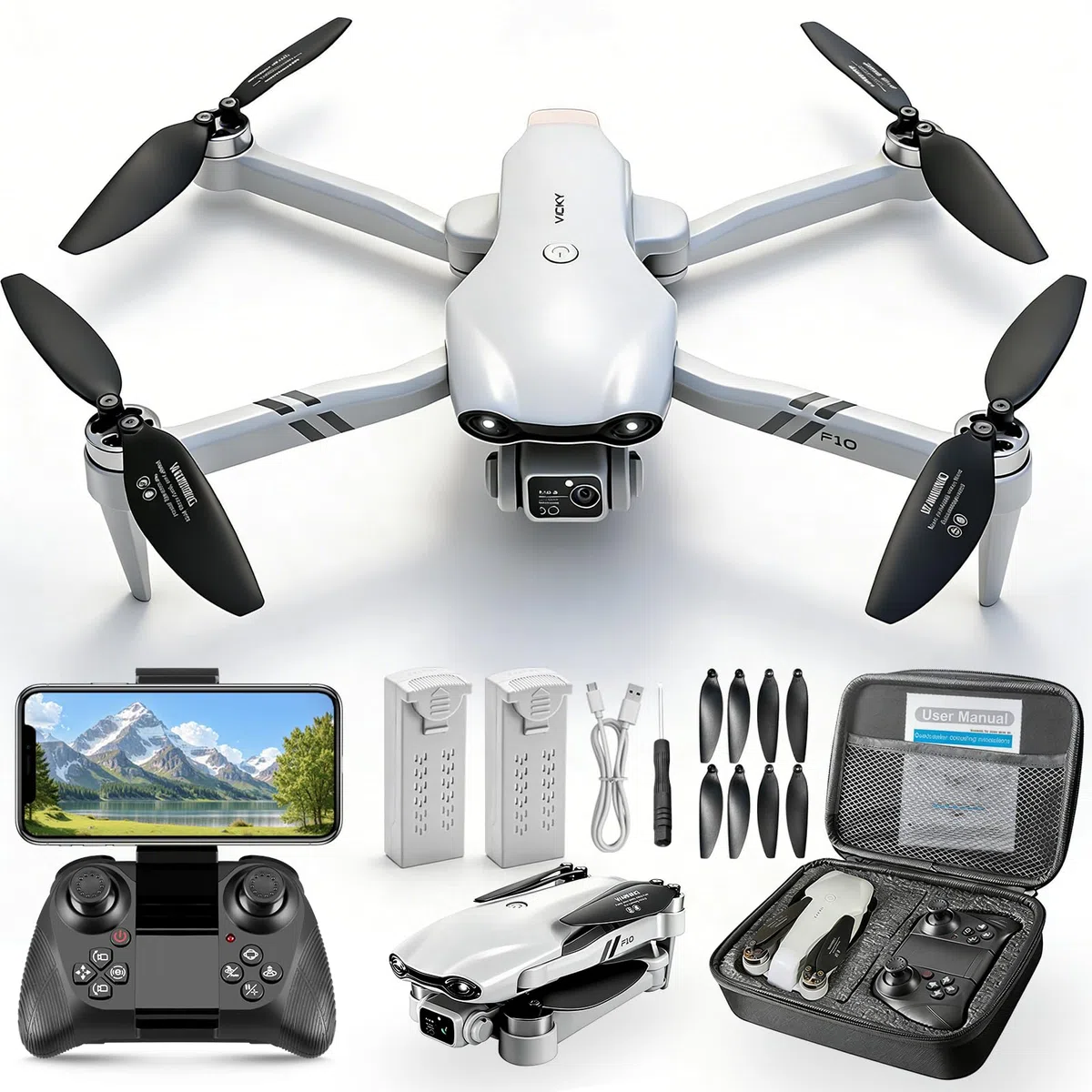 Jiakora Drone con Telecamera per Bambini e Adulti, Motore Brushless Drone Pieghevole per Principianti, Droni Economici con la Telecamera FPV, Mini Quadricottero RC, Giocattolo per Bambini (8+) Regalo