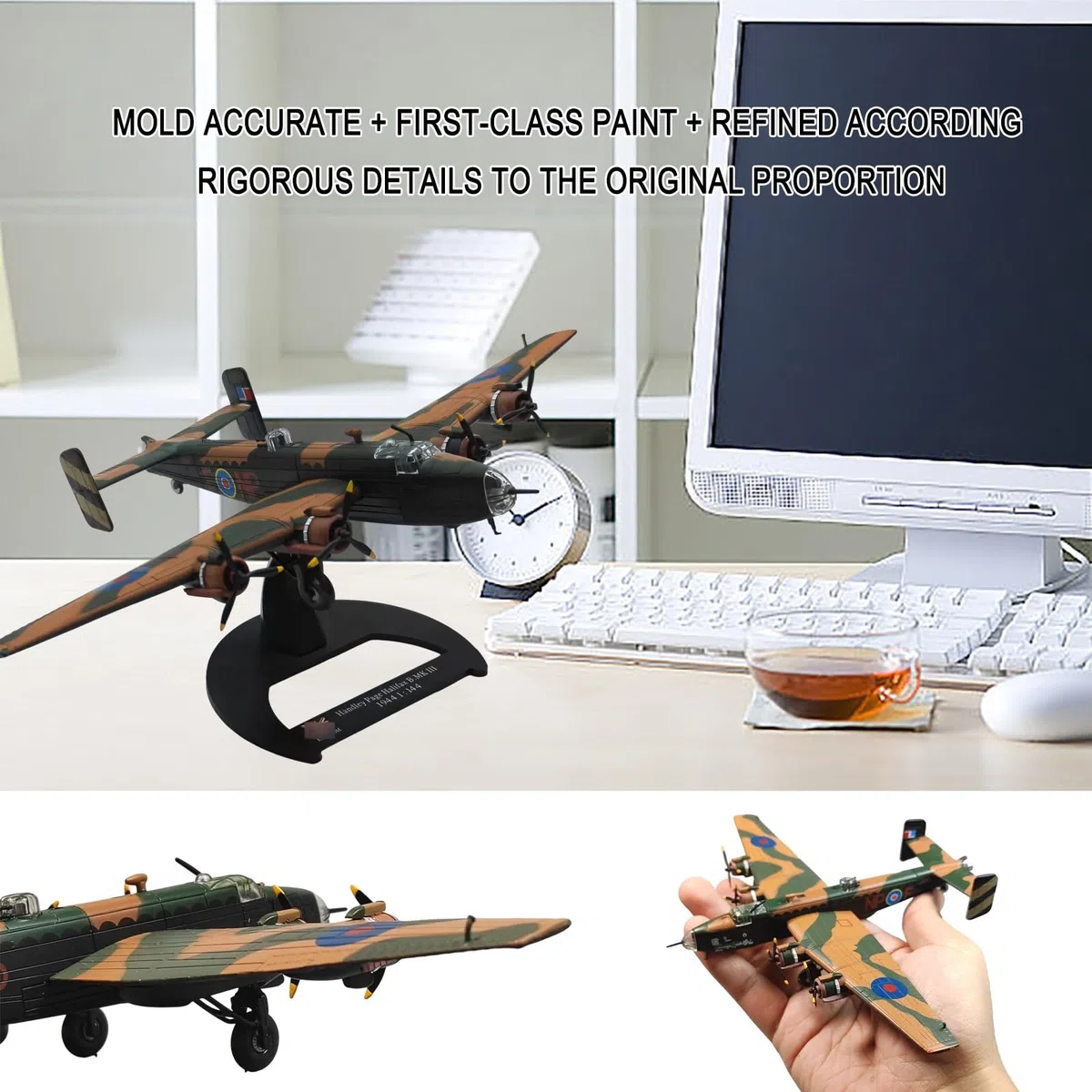 Modello bombardiere B.Mk III in scala 1:144 Realistico in lega pressofusa, display statico collezione con parti rotanti, regalo militare perfetto appassionati Desktop, scaffale decorazione