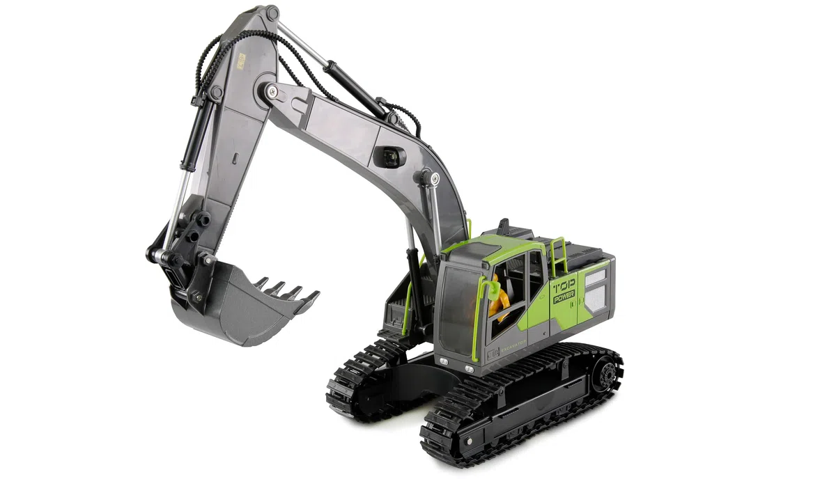 Amewi G071E Escavatore a catena 1:18 RTR telecomandato RC Escavatore bambini 8 anni, verde antracite