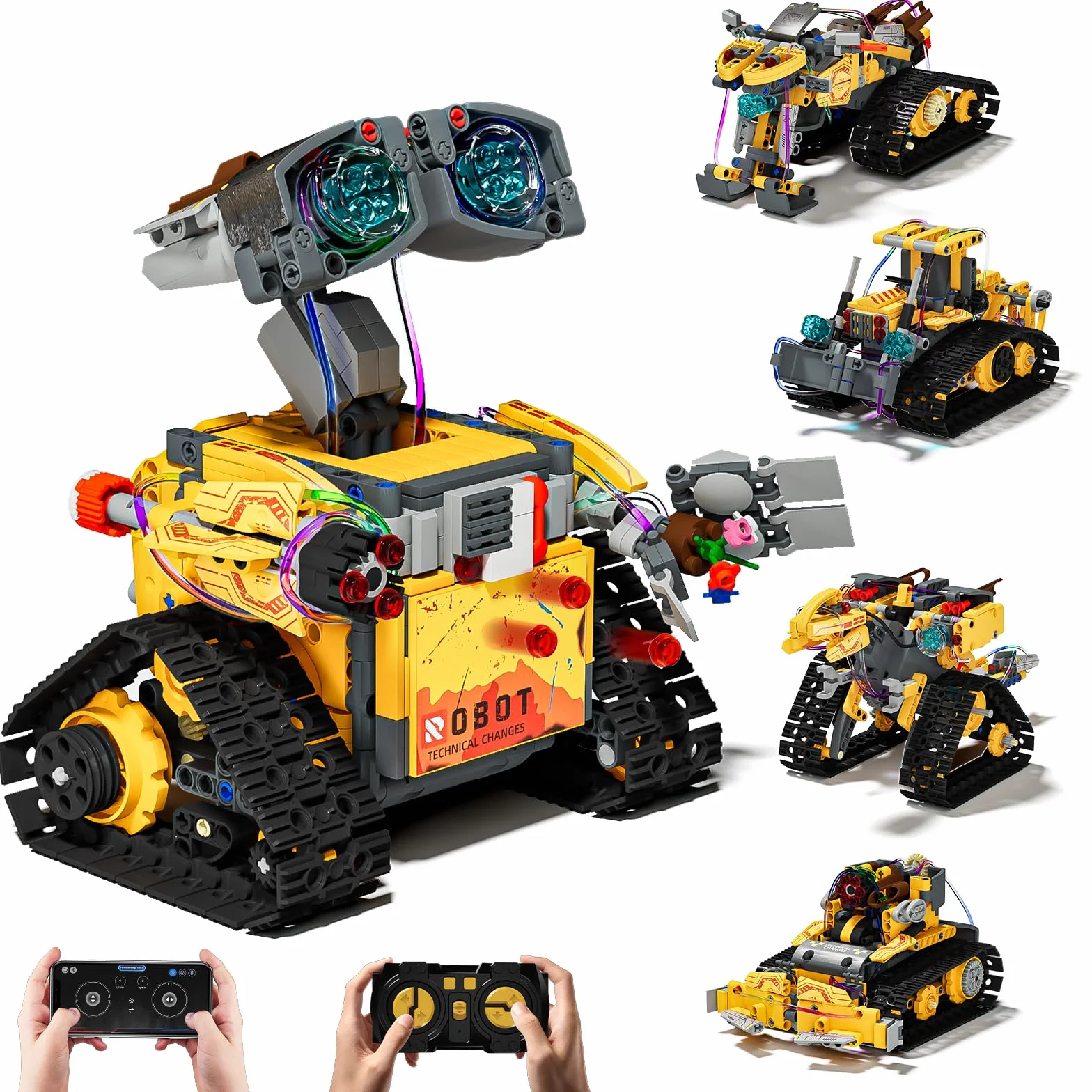 GuKKK Robot Telecomandati per Bambini,673 pezzi 5-in-1 Kit di Costruzione di Robot Programmabile con App e Telecomando, STEM RC Giocattoli da Costruzione per Ragazzi e Ragazze Dagli 6 ai 12 anni (A)