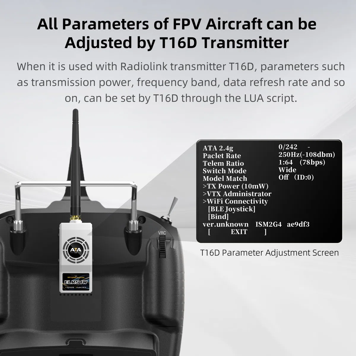 Radiolink ELRS Nano 2.4GHz ATA Mini modulo a lunga distanza con amplificazione del segnale ad alte prestazioni da 1 W per droni FPV Adatto per trasmettitori T16D/T12D/Futaba/Radiomaster/Helloradio