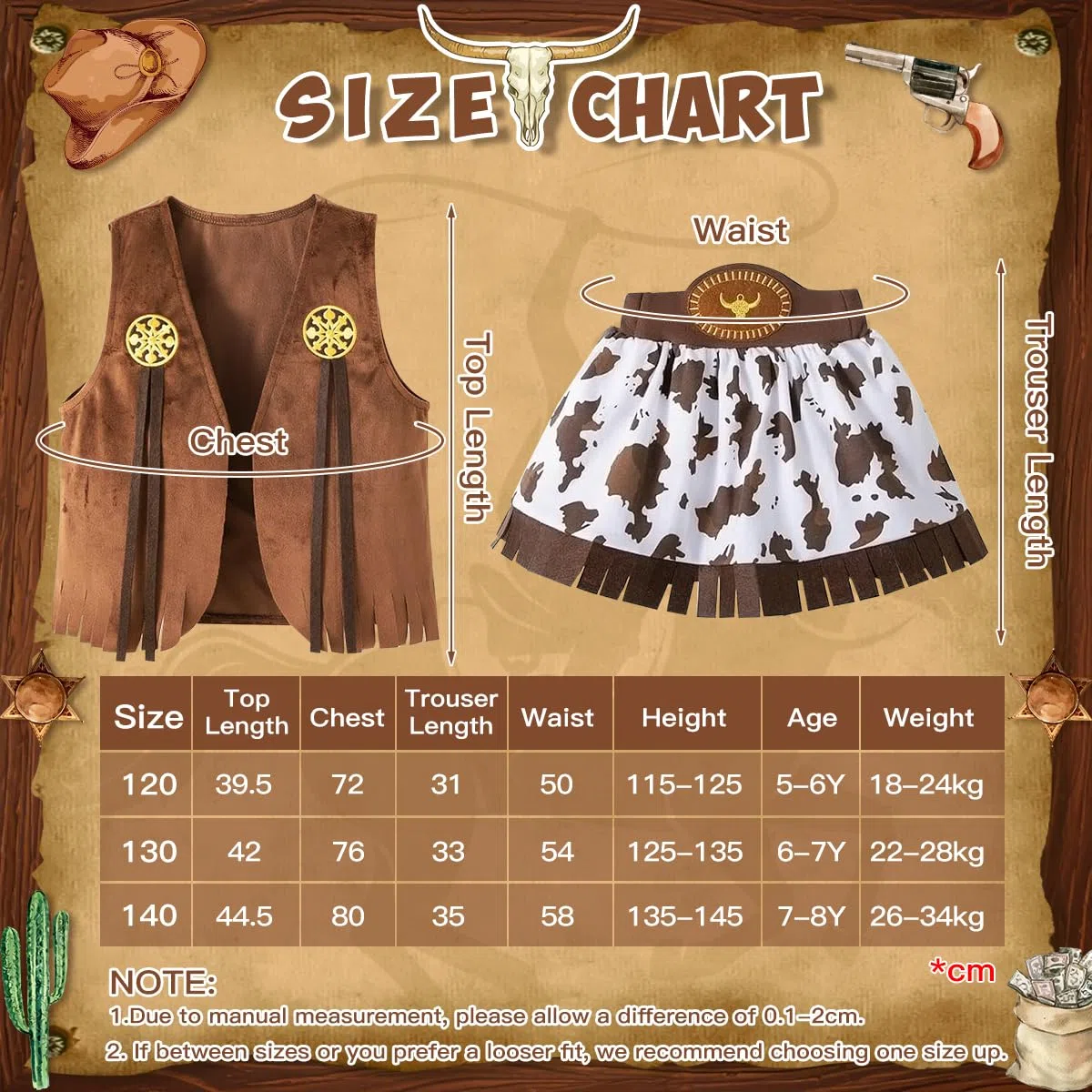 Cowgirl Costume Bambina, Western Vestito Cowgirl Bambina con Gilet, Cappello, Bandana Rossa, Costume da Cowgirl per Halloween Carnevale Cosplay Festa