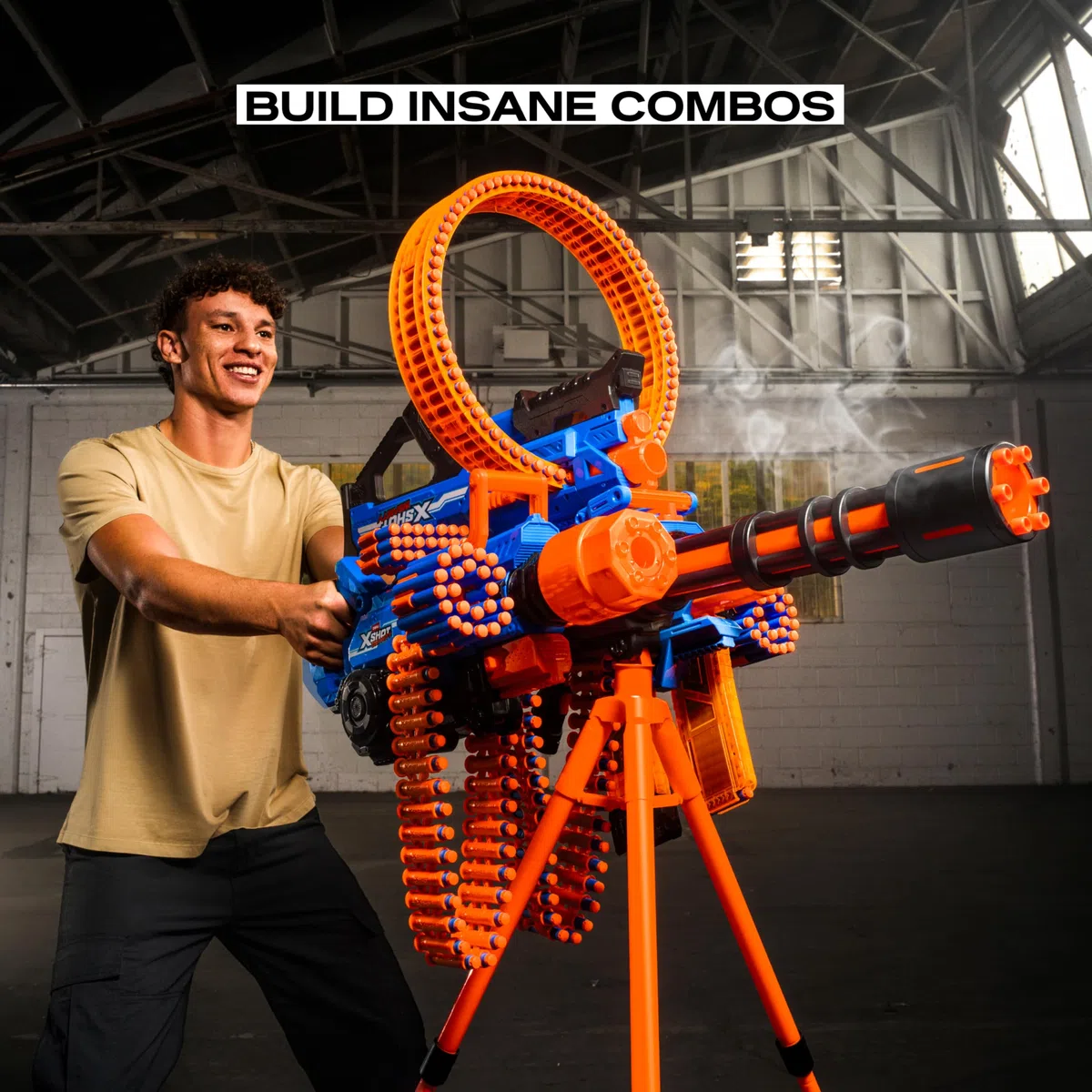 XSHOT Insanity Smoking Barrel Blaster con 72 dardi con tecnologia Air Pocket di ZURU, Dart Blaster con meccanismo fumante, giocattolo da usare all’aperto per bambini e bambine