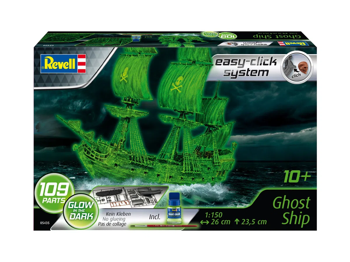 Revell 05435 Nave fantasma con luce notturna, nave pirata, modellino con sistema Easy Click, 10 anni a 99 anni