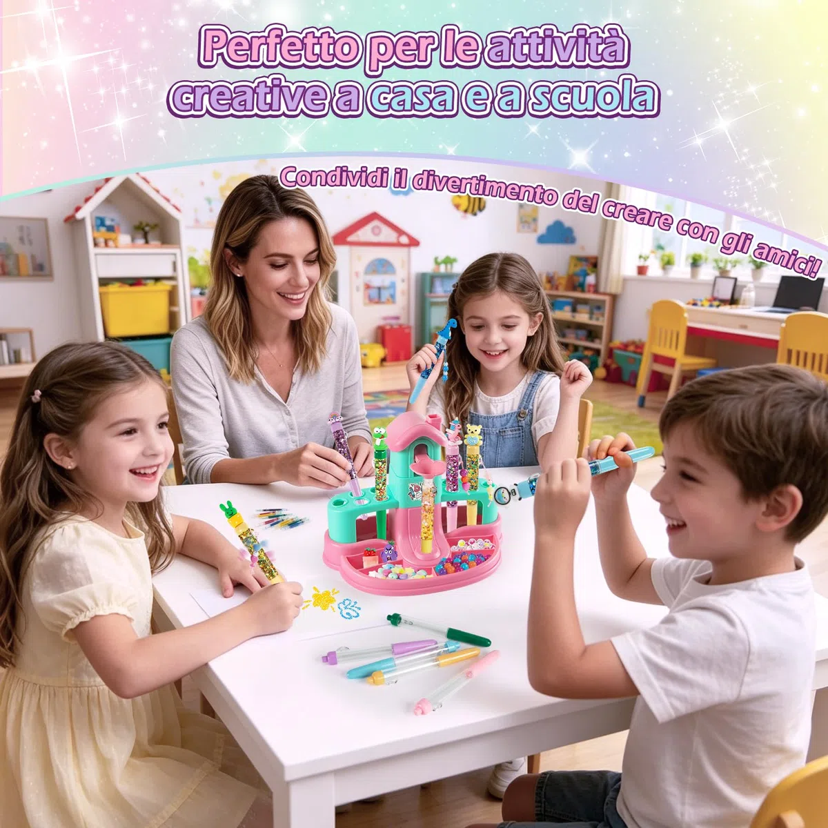 Kazzley 78+ PCS Fabbrica di Penne a Forma di Casa, Arti e Mestieri per Ragazze 6 7 8 9 10 12 anni, Kit di Creazione di Penne Personalizzabili, Giocattoli Regalo per Bambini e Ragazze in Comunione e